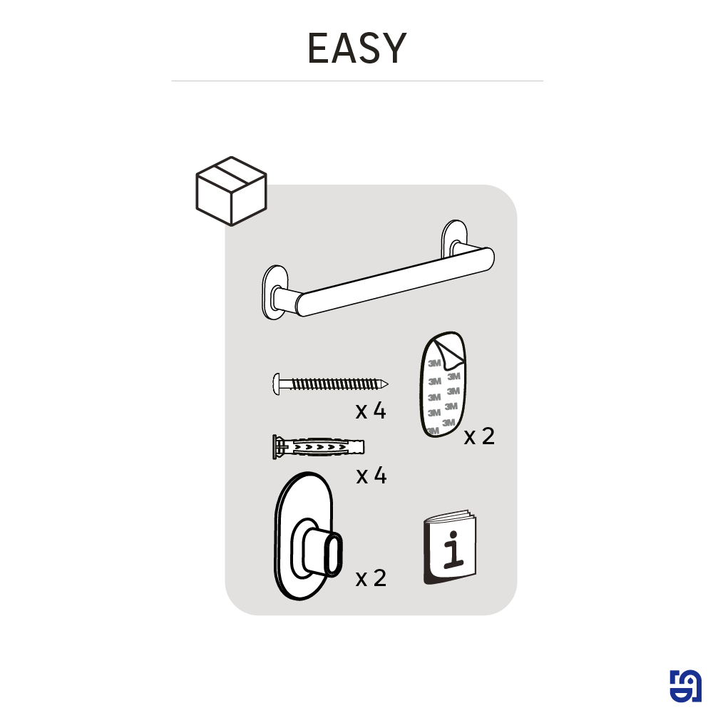Porte-serviette barres 1 barre à coller / à visser / à monter blanc Easy SENSEA - 6