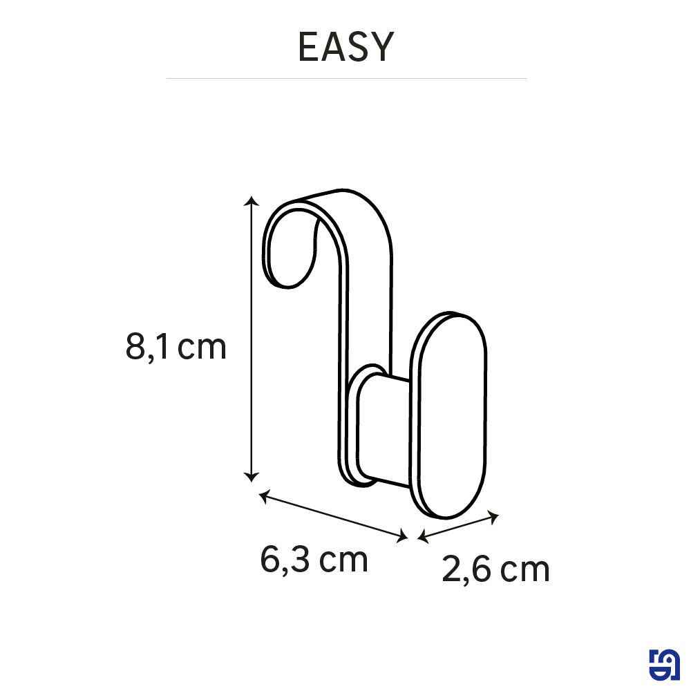 Gancio adesivo SENSEA in abs  blu H81 X L2.6 mm  portata max 2 Kg - 5
