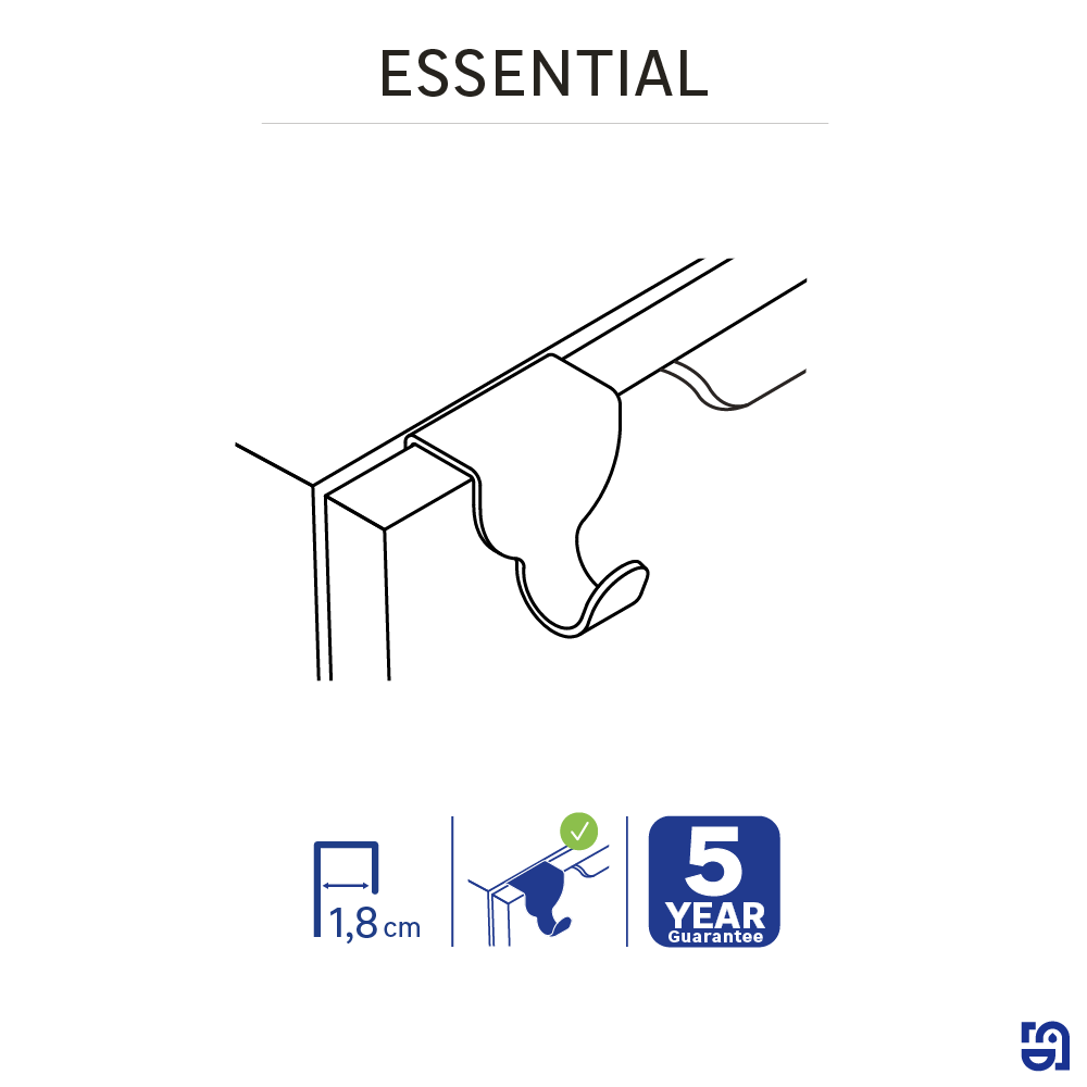 Crochet pour pour barre de crédence, gris / argent chromé SENSEA - 6