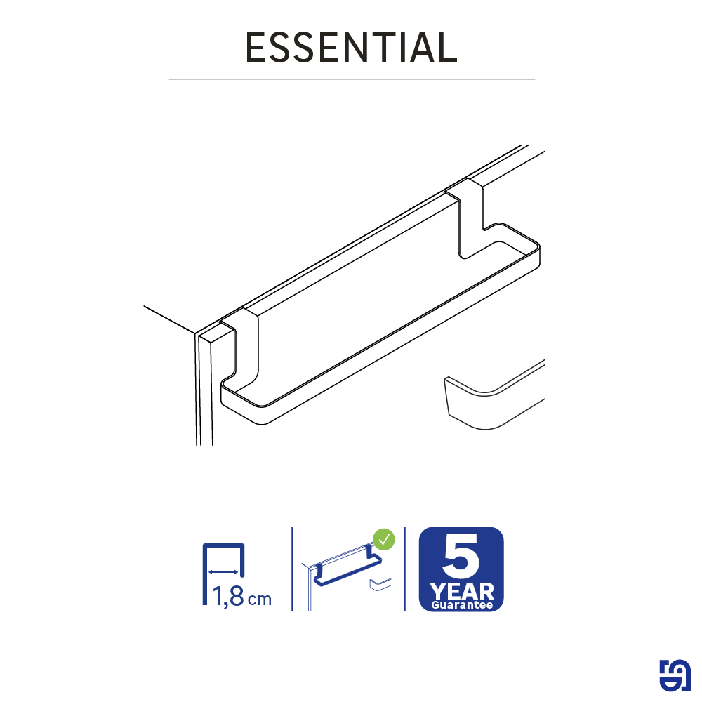 Toallero  Essential cromado brillante 37.7x7.2 cm - 6