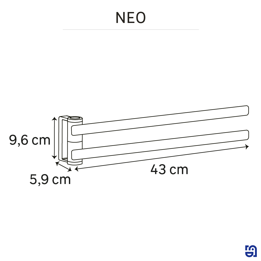 Porte-serviette barres 2barres à visser / à monter noir Neo SENSEA - 5