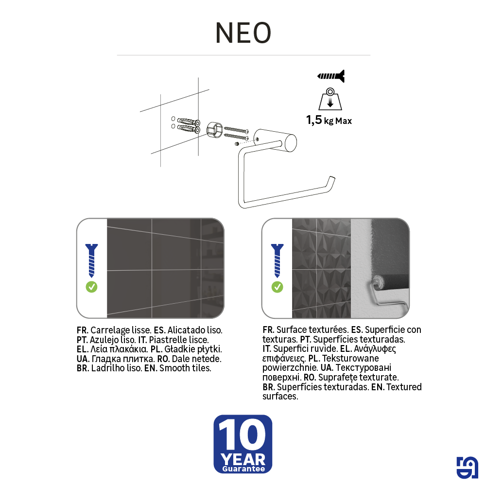 Toalheiro anel preto Neo - 8