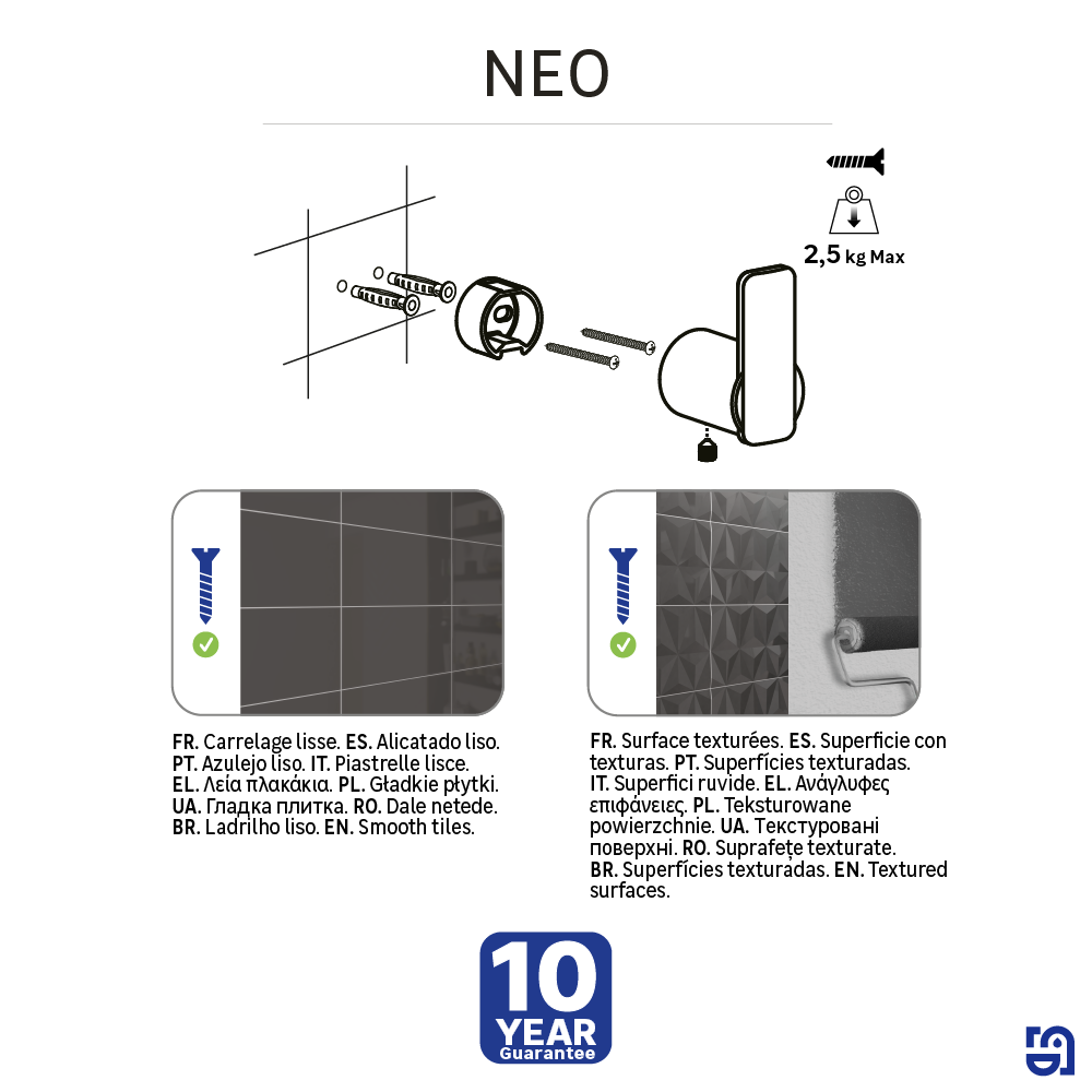 Gancio appendiabiti da avvitare  SENSEA Neo in zama nero opaco L 2.7 x H 5.5 cm - 13