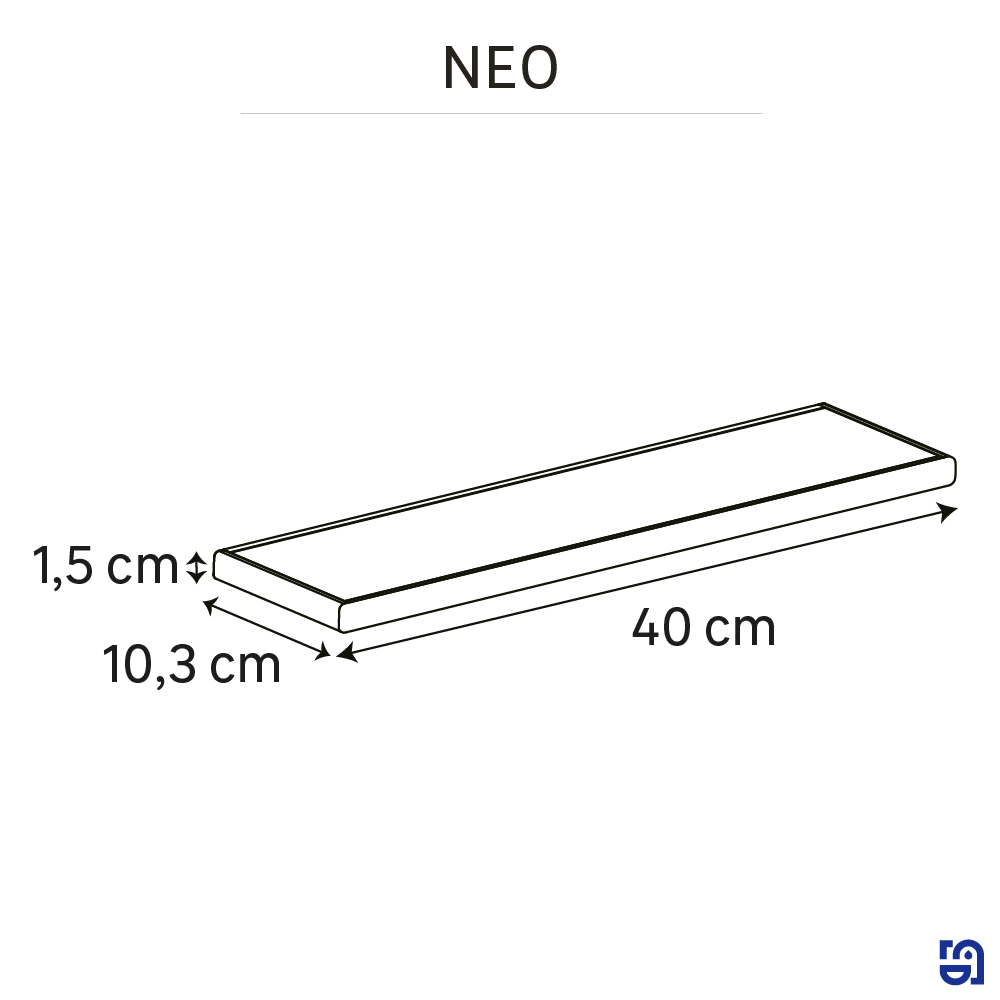 Estante para el baño de aluminio negro Neo 40x10.3x1.5cm - 4