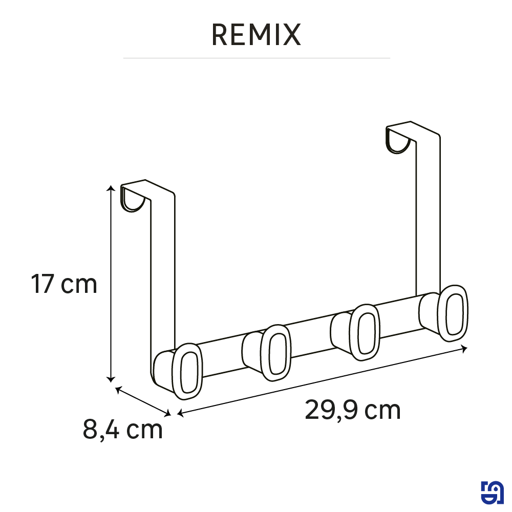 Cabide de porta 4x cromado Remix - 5