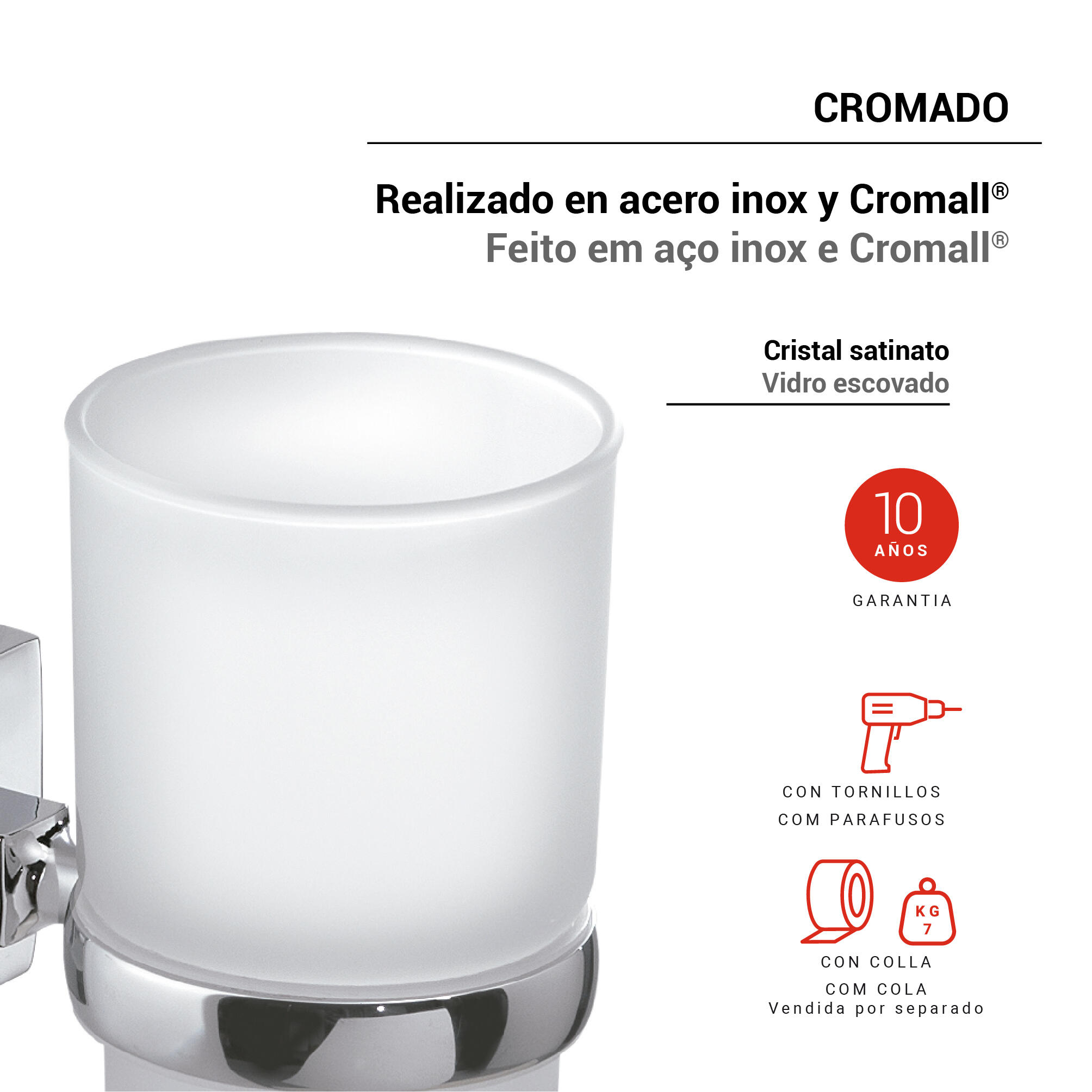 Copo para fixar Vivienne Gedy cromado - 6