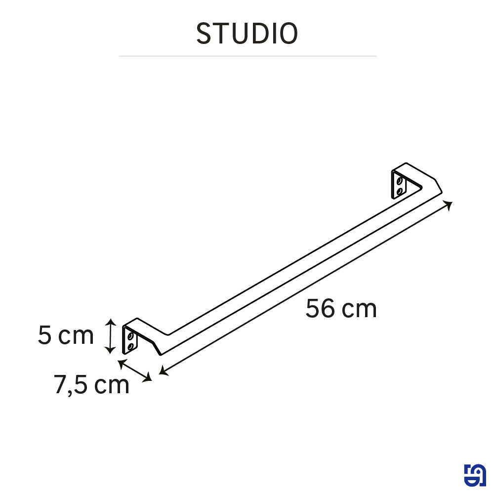 Porte-serviette barres 1 barre à visser / à monter noir Studio SENSEA - 6