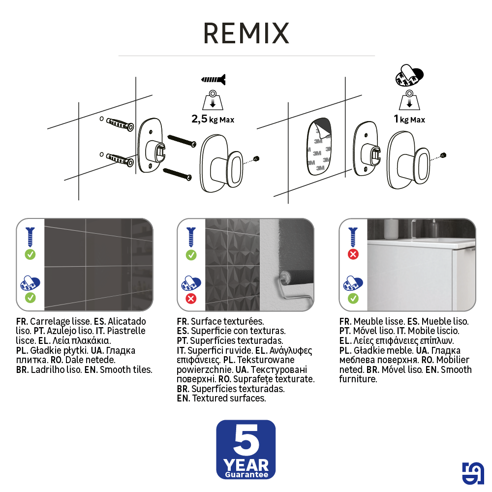 Gancio appendiabiti da avvitare  SENSEA Remix in zinco nero opaco L 4.9 x H 7.7 cm - 8