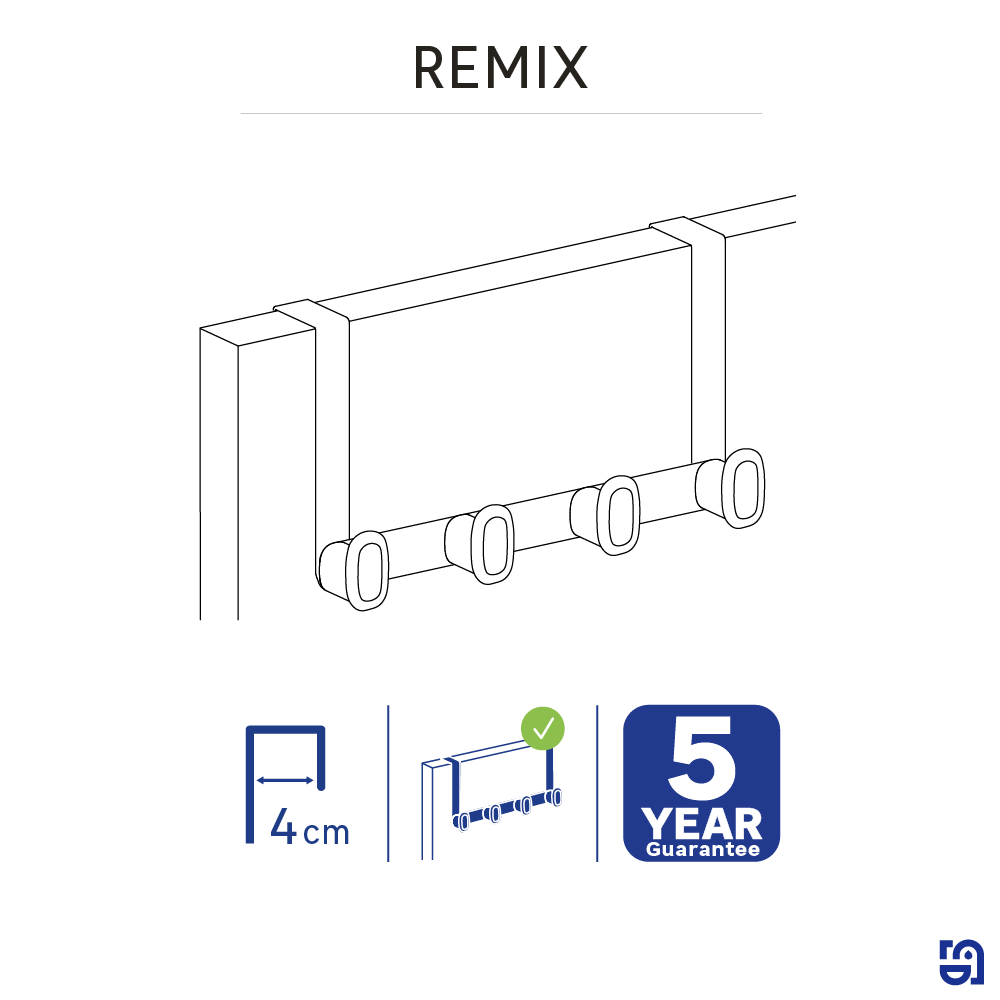 Cabide de porta 4x cromado Remix - 6