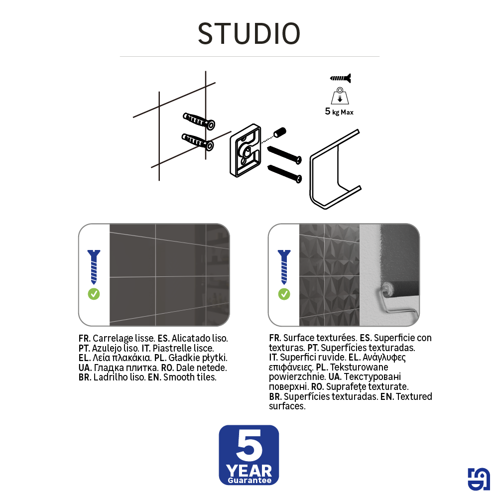 Patère à visser noir Studio SENSEA - 6