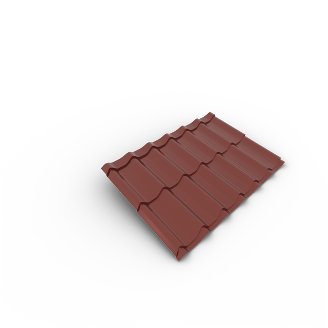 Tôle imitation tuile acier rouge sienne l.1.2 x L.1.85 m, ep.0.5 mm