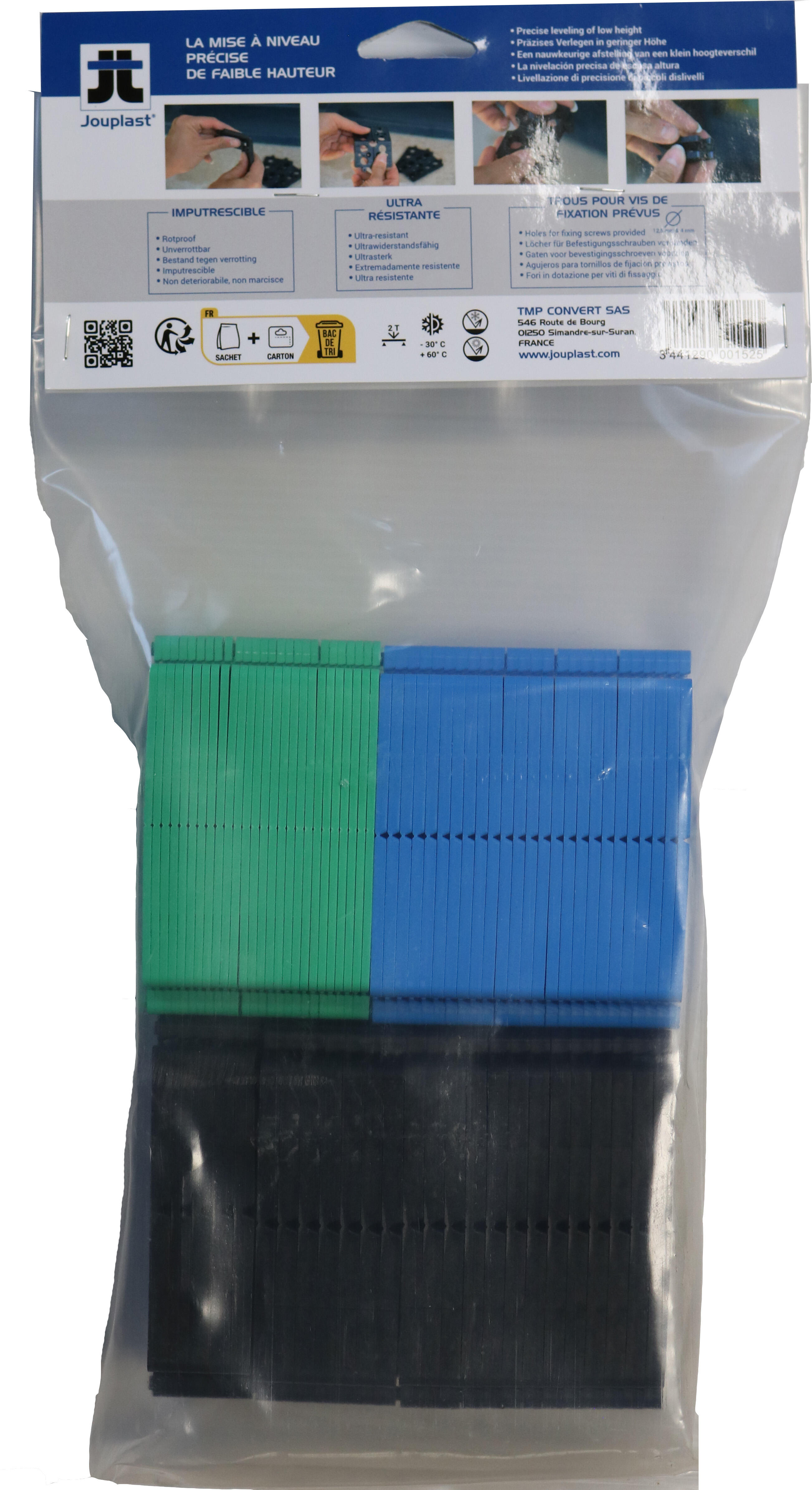 Cuñas planas para nivelación rastrel 2, 3 y 5 mm de polipropileno bolsa 3x25 - 4