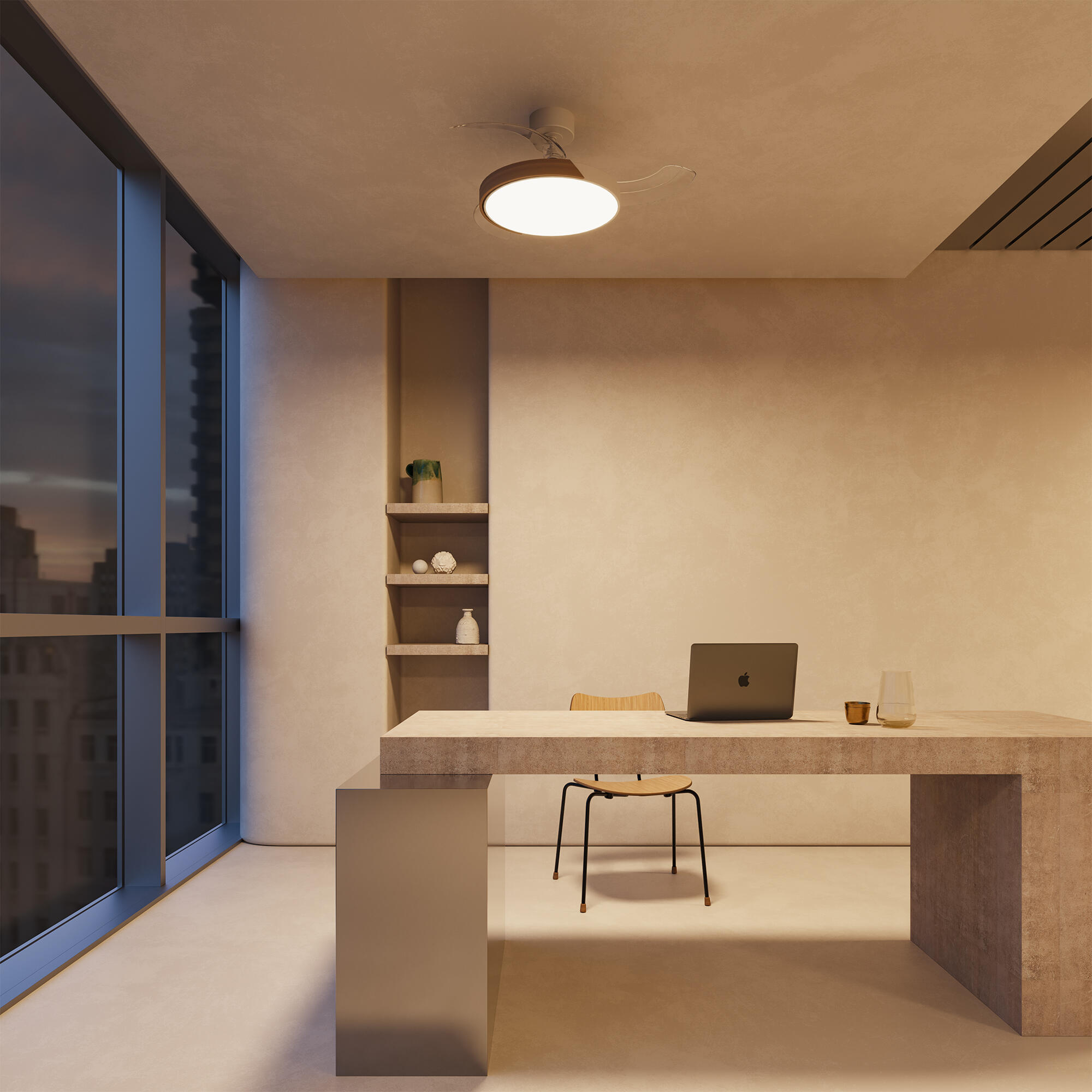 Ventilador de techo retráctil con luz motor dc berna blanco