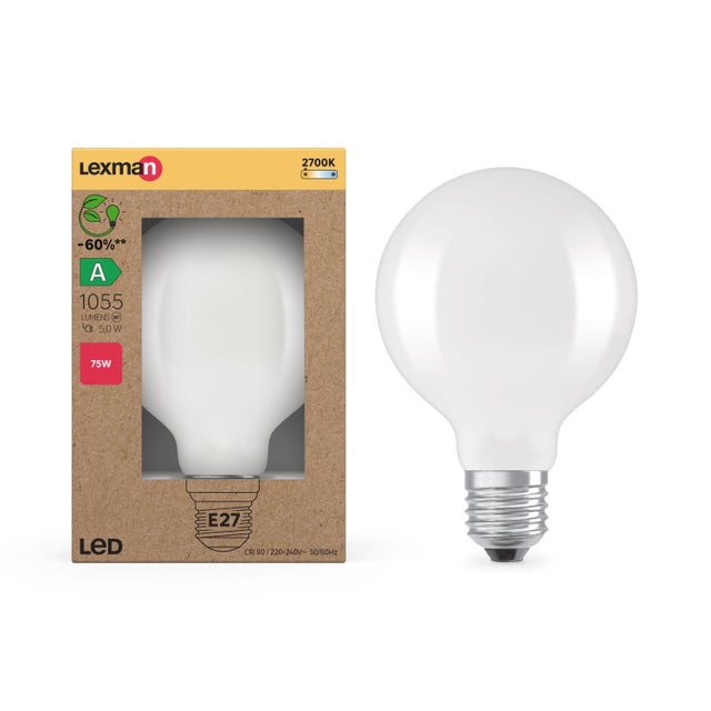 Ampoule led E27, 1055lm, classe énergétique A, blanc chaud, LEXMAN
