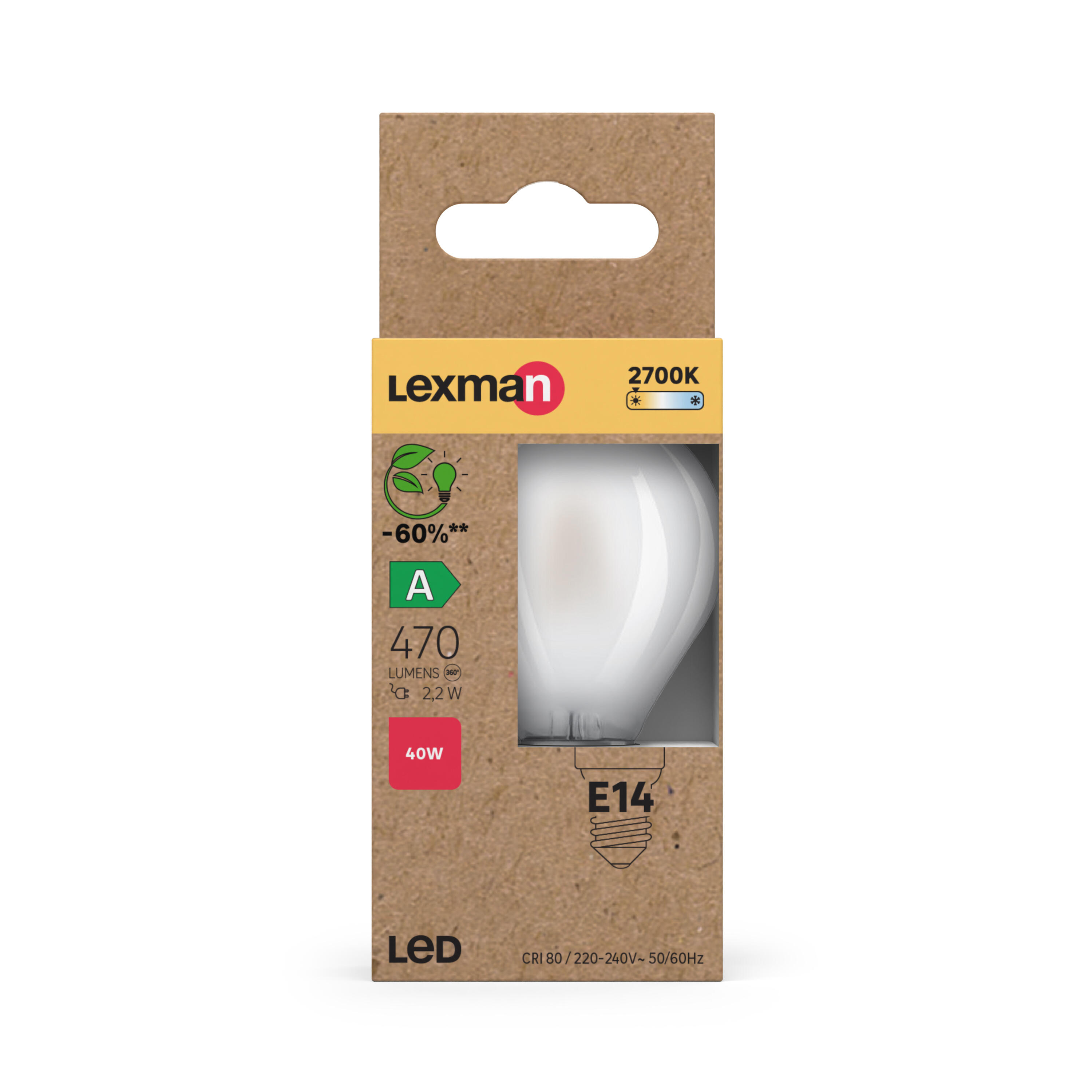 Ampoule led, sphérique E14, 470lm, classe énergétique A, blanc chaud, LEXMAN - 4