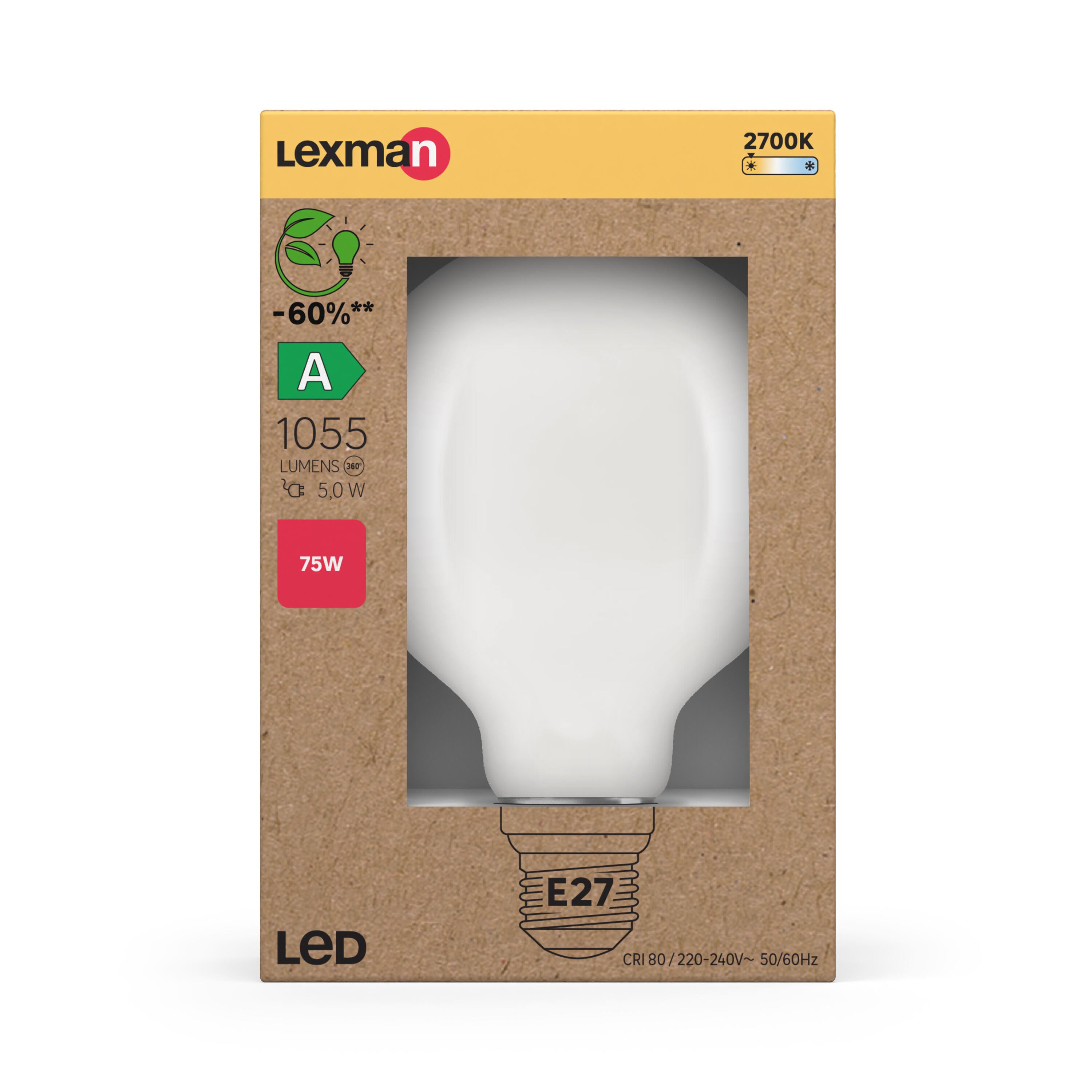 Ampoule led E27, 1055lm, classe énergétique A, blanc chaud, LEXMAN - 4