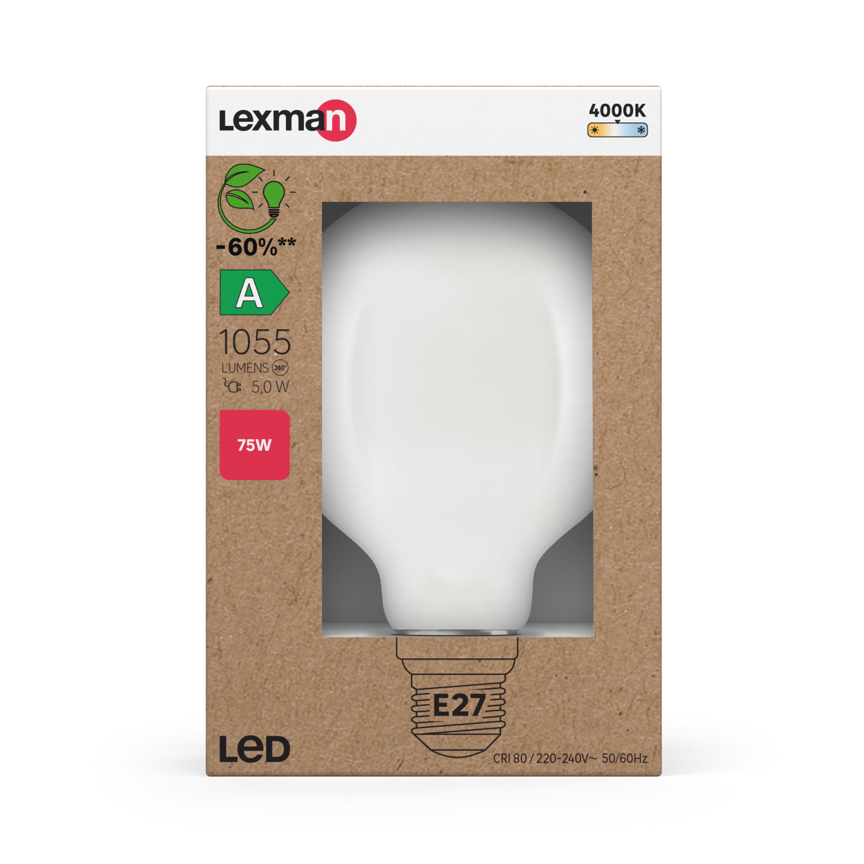 Ampoule led à filament, globe 95mm, E27, 1055lm, classe A, blanc neutre LEXMAN - 4