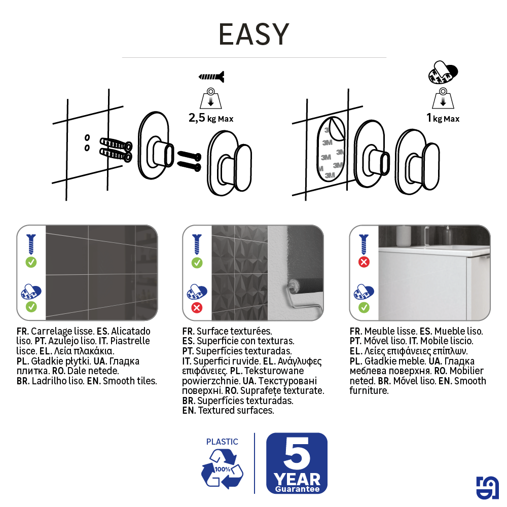 Patère à visser noir Easy SENSEA - 6