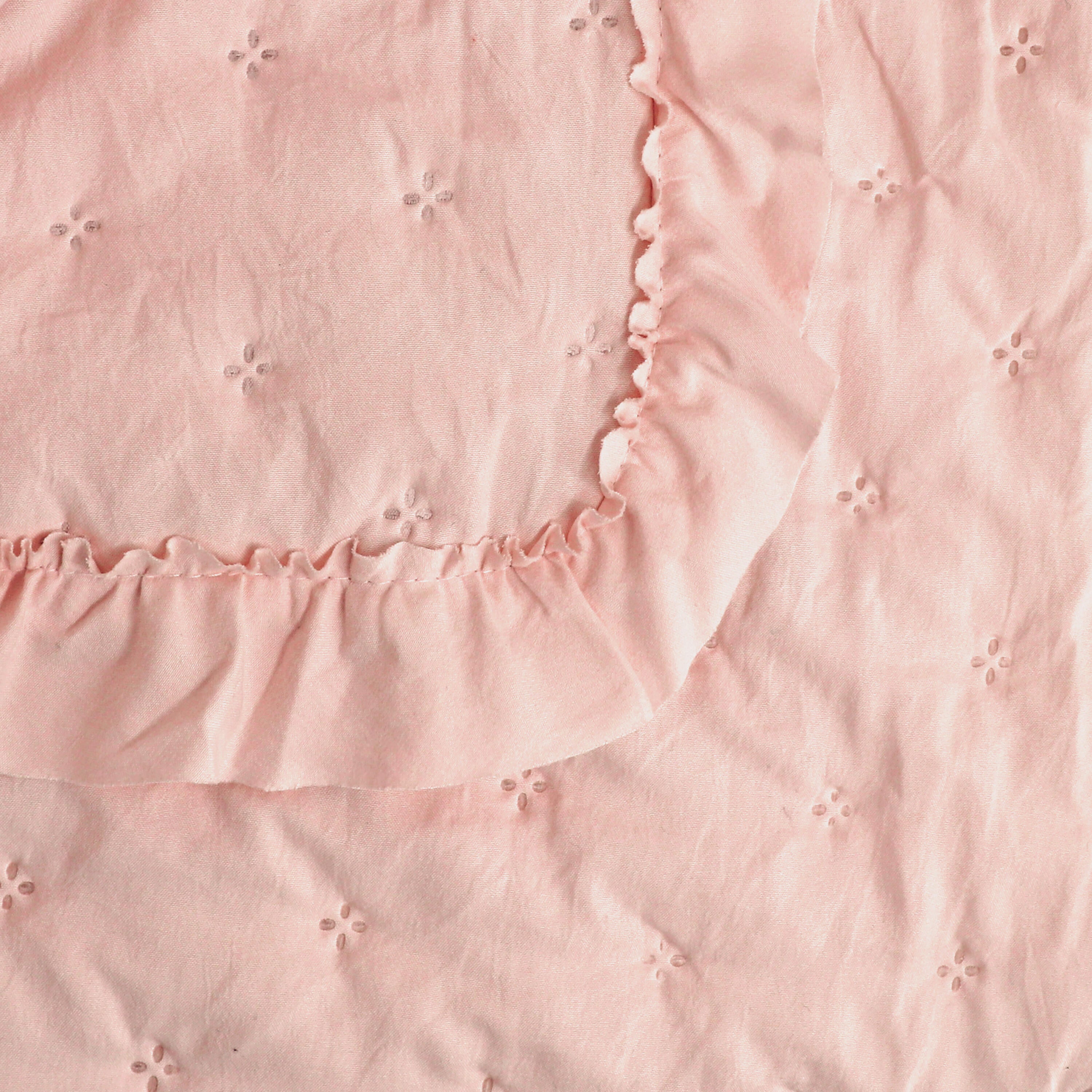 Narzuta Rita różowa 200 x 220 cm z falbaną - 4