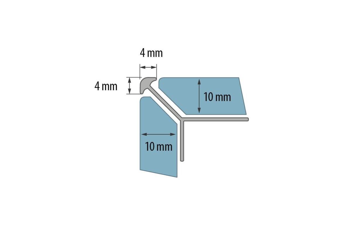 Profil do glazury aluminium zewnętrzny 10 mm / 2.5 m Srebrny Cezar - 3
