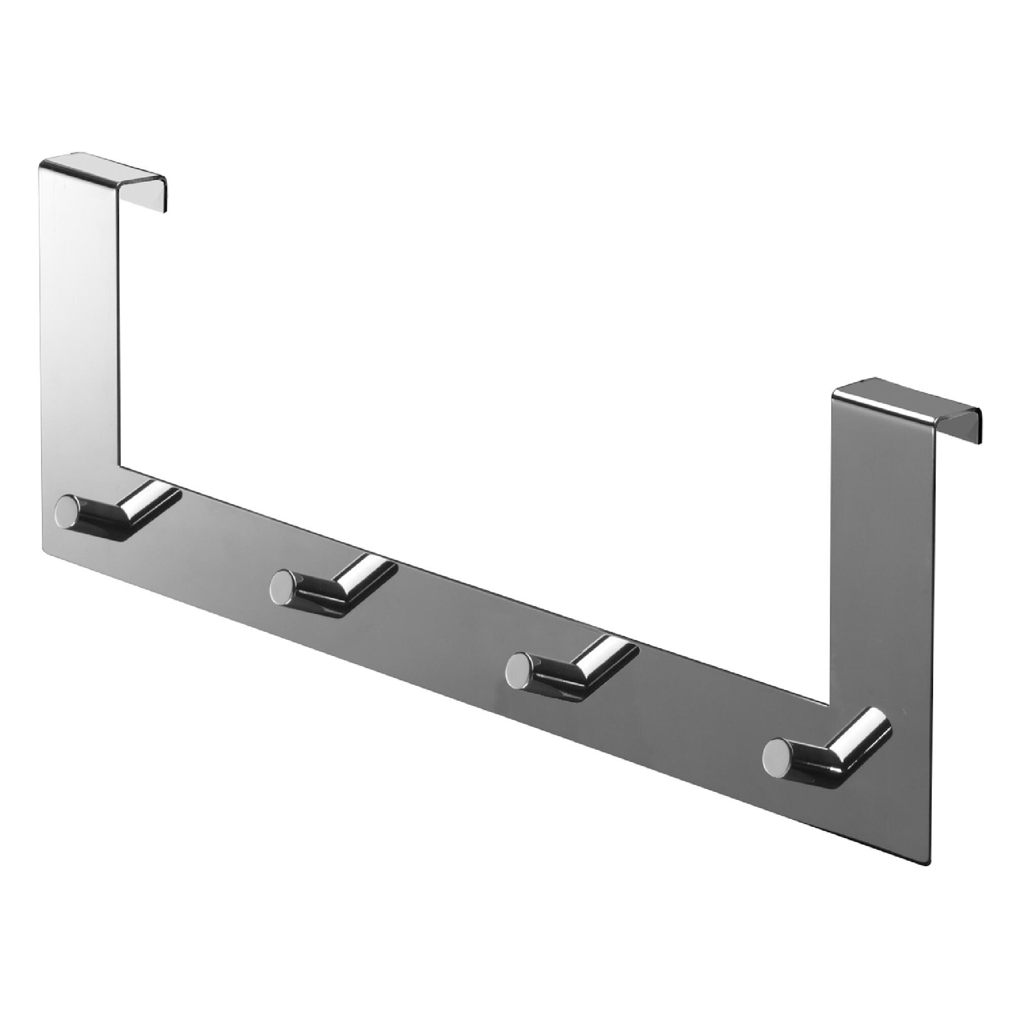 Percha/perchero gedy acero inoxidable gris con 4 ganchos