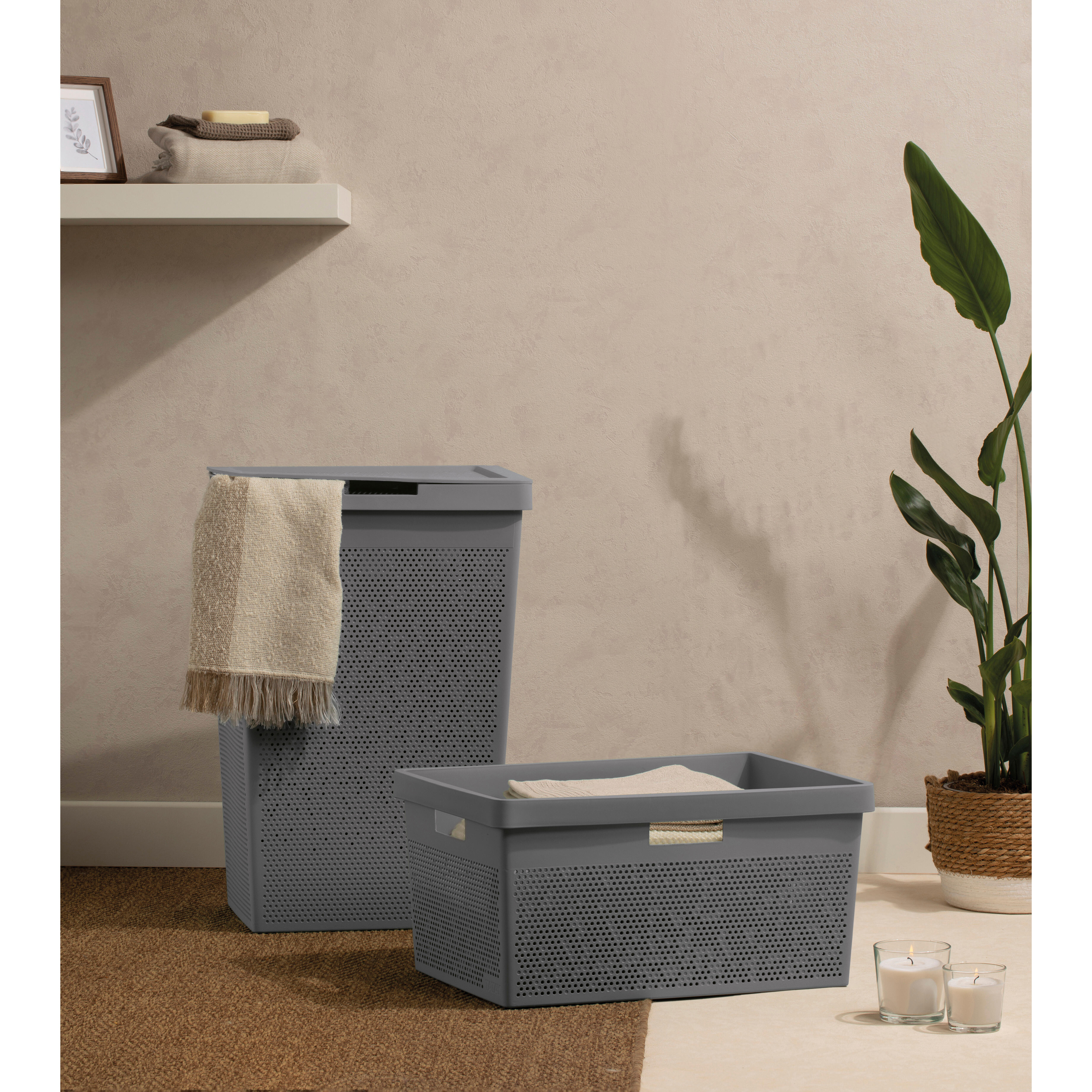 Cesto de ropa sucia Bohol de plástico gris oscuro 60 L - 2
