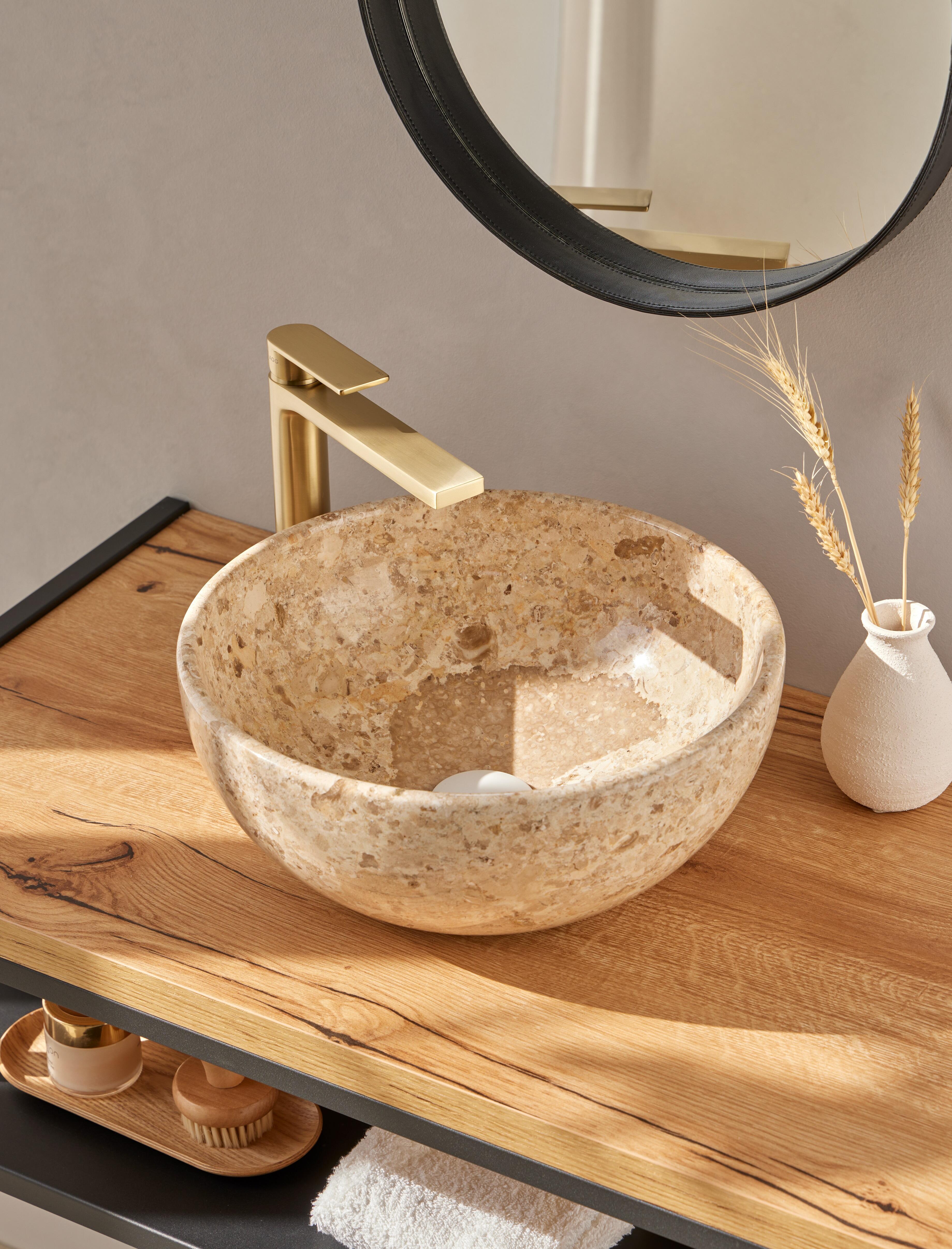 Lavatório de pousar 35 cm bege Lagoa - 8