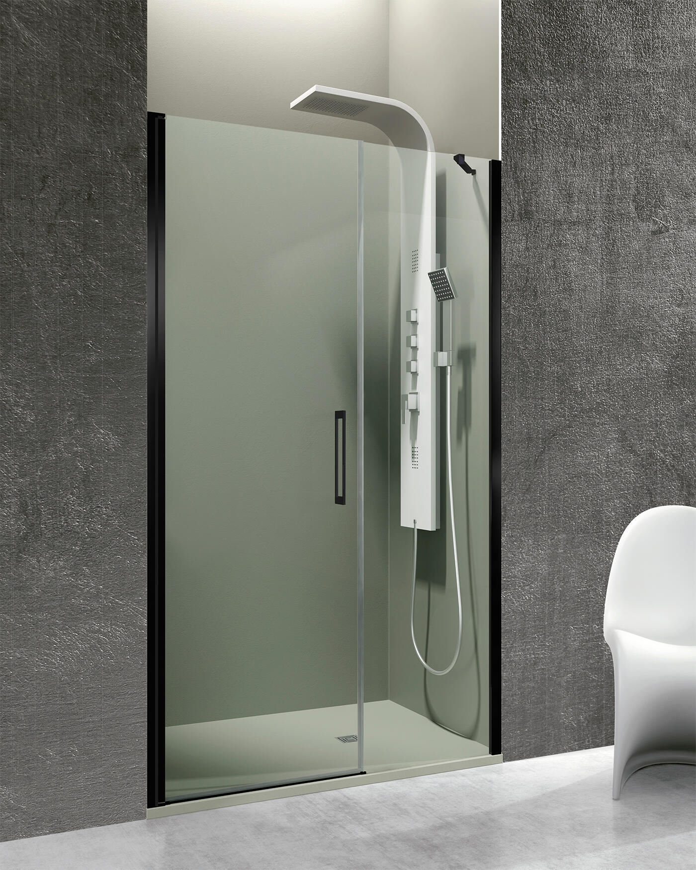 Mampara de ducha frontal abatible transparente abat perfil negro (133.6-137.6)x195 cm