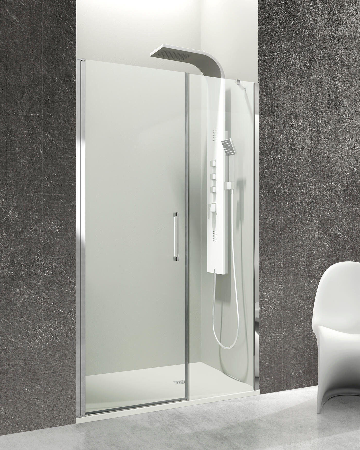 Mampara de ducha frontal abatible transparente abat perfil cromo (128.6-132.6)x195 cm