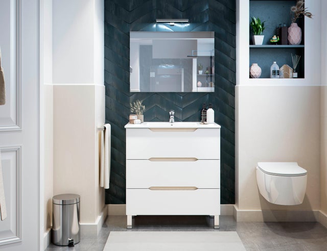Mueble de baño con lavabo  Lea blanco brillante 80x45 cm