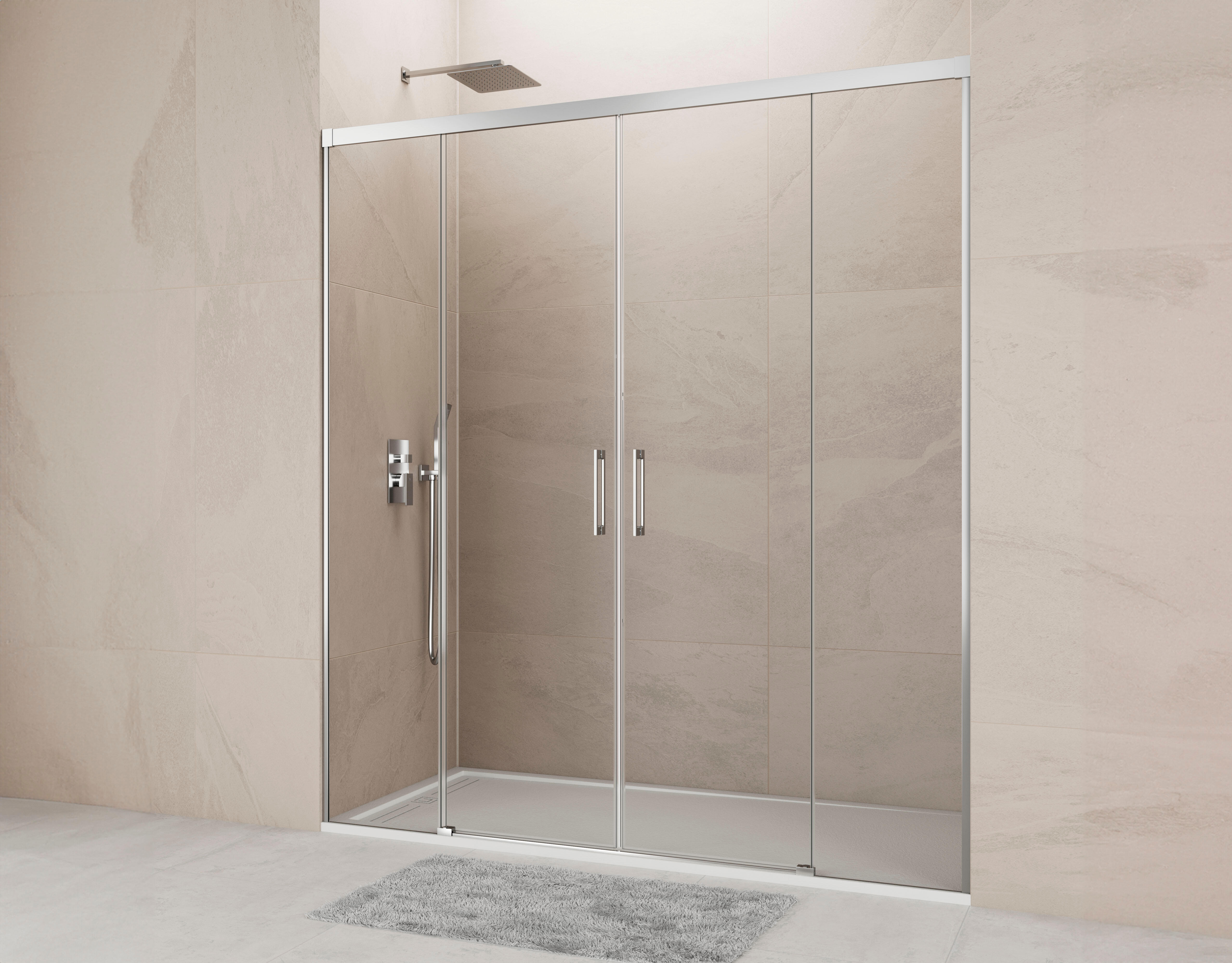 Mampara de ducha frontal corredera transparente noa perfil cromo (172-182)x195 cm