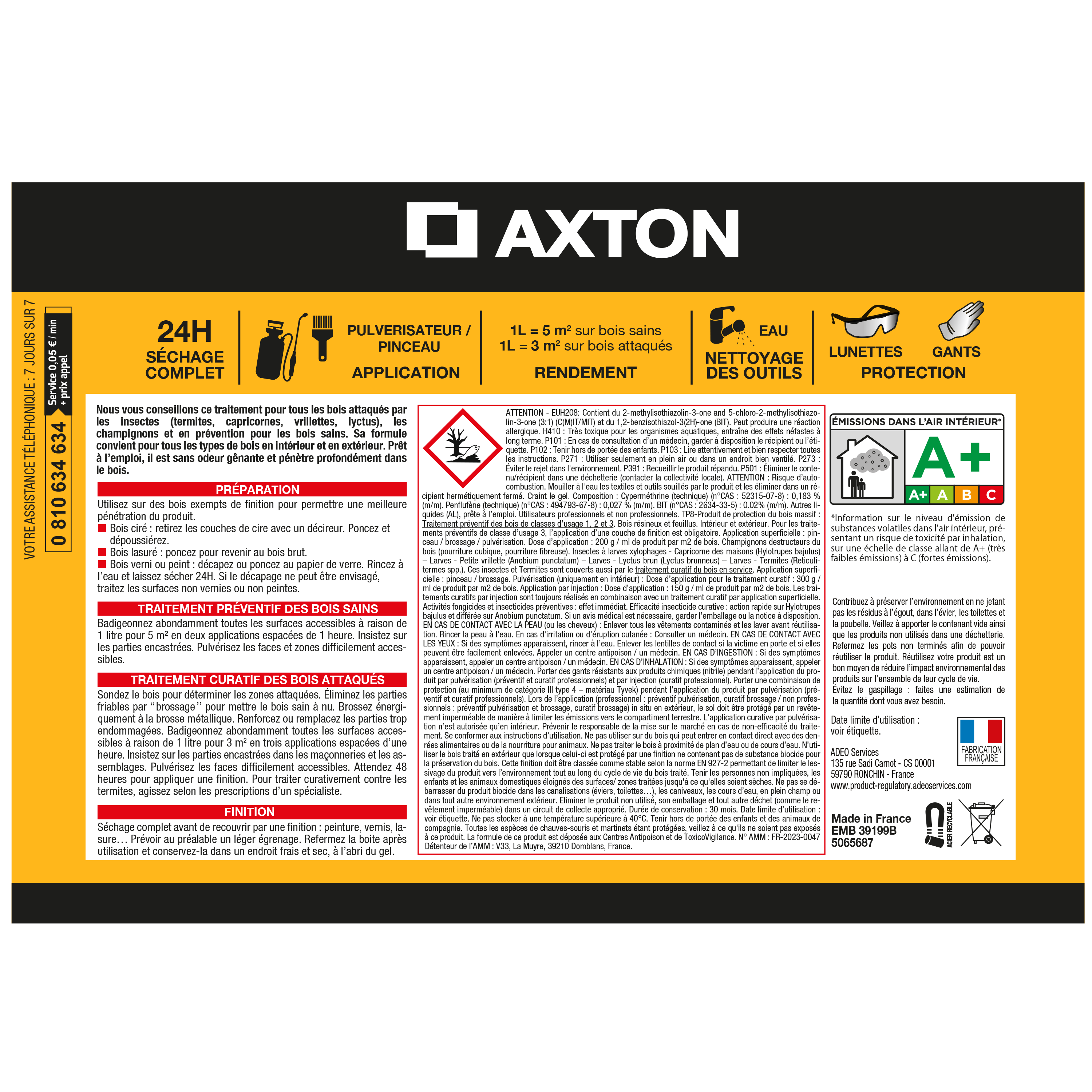 Traitement du bois multi-usages , AXTON 1L - 2