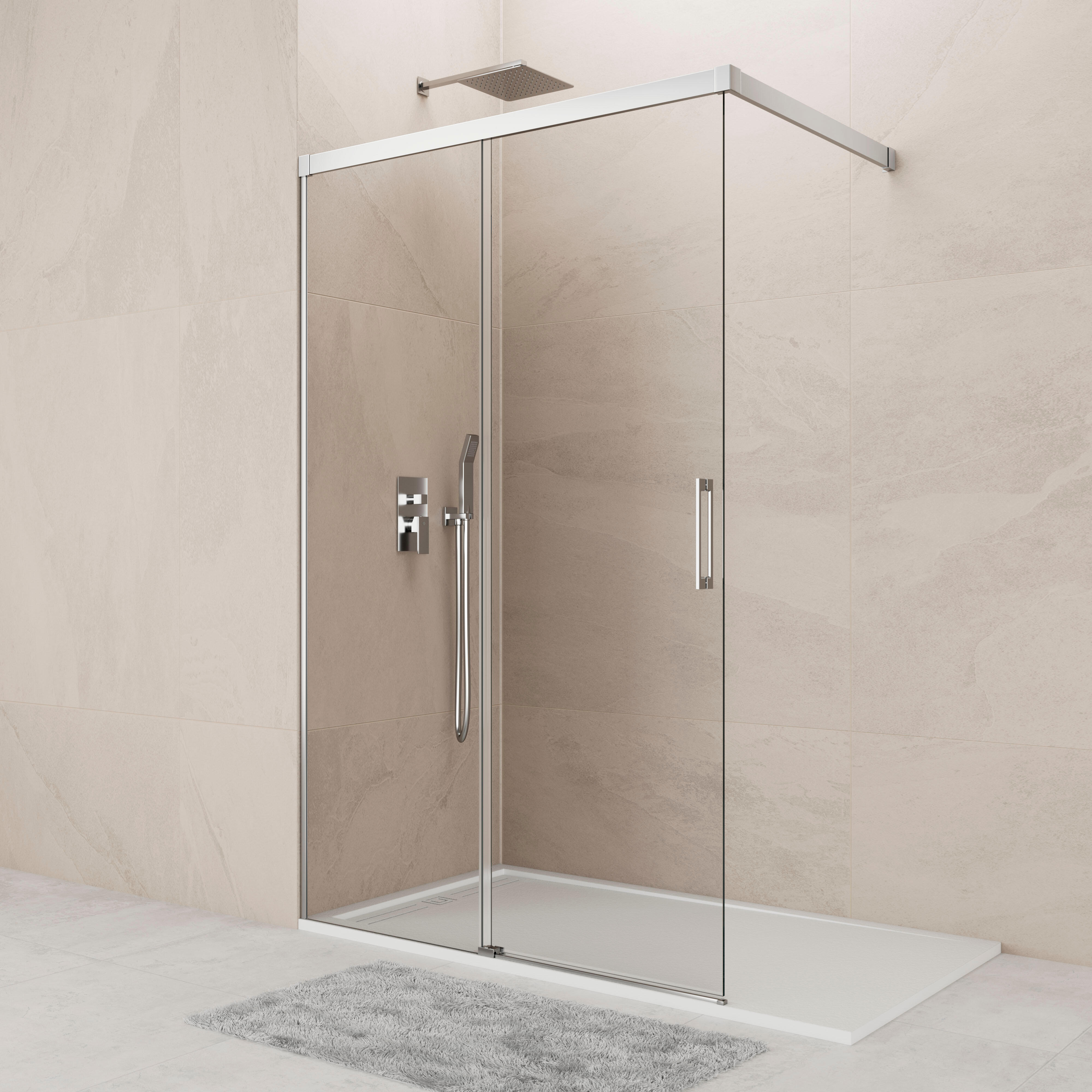 Mampara de ducha fija transparente noa perfil cromo (120-125)x195 cm 6mm