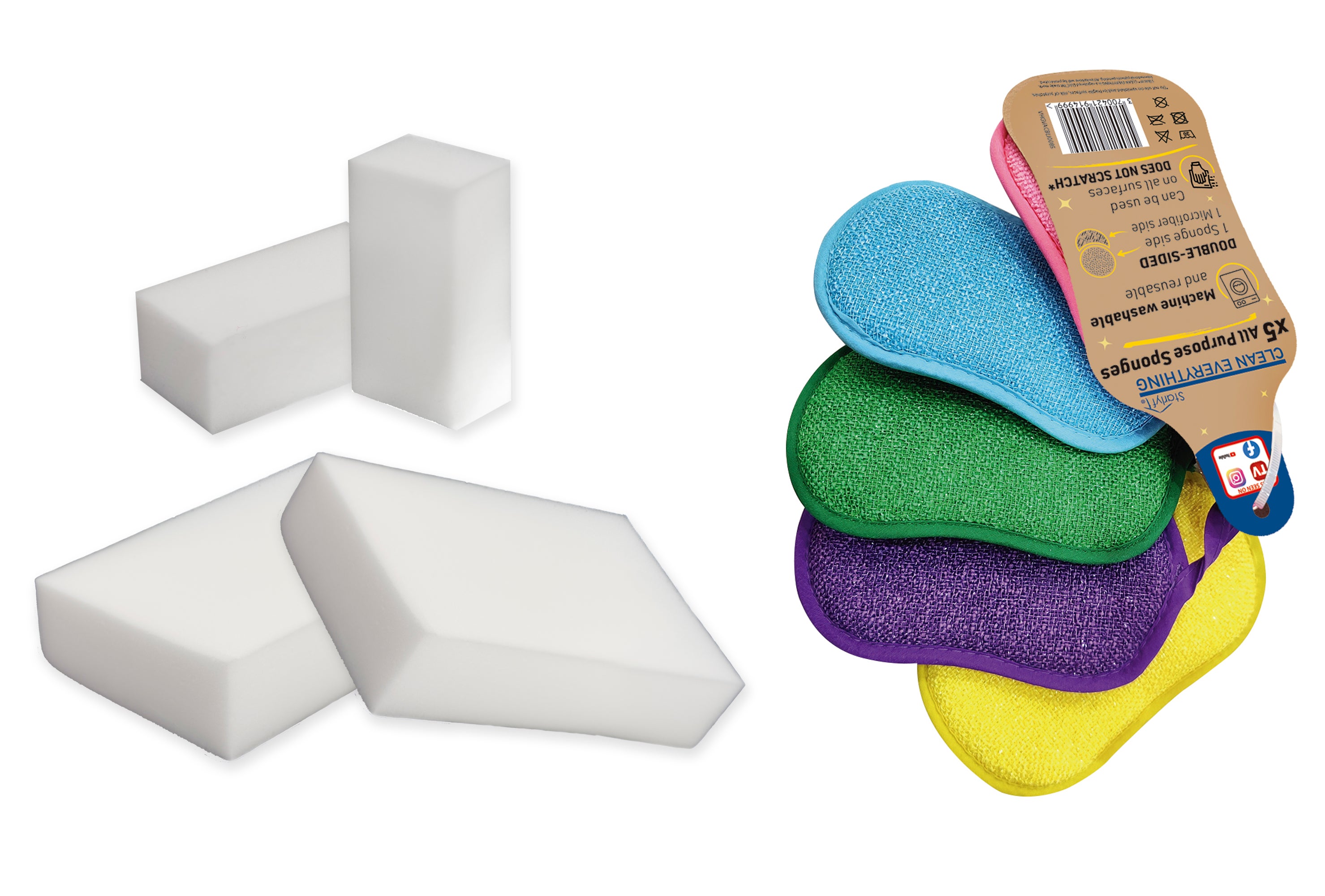 Set 4 esponjas de piscina de resina starlyf + 5 estropajos multiusos