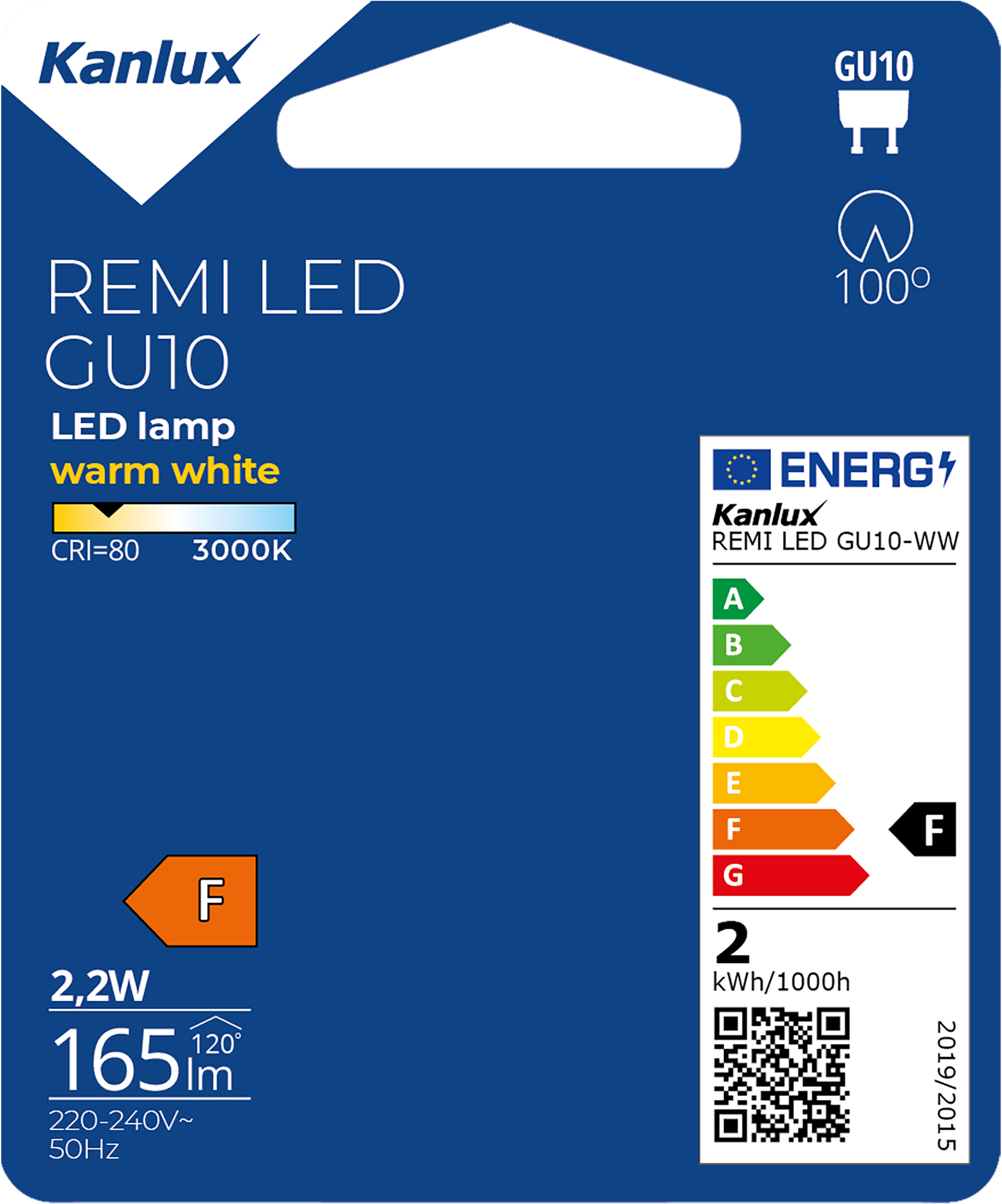Żarówka LED GU10 (230 V) 2.2 W 180 lm Ciepła biel KANLUX - 3