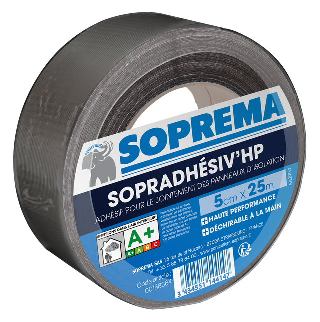 Adhésif pour jointement des panneaux isolants SOPRADHESV'HP SOPREMA® 25mX5cm