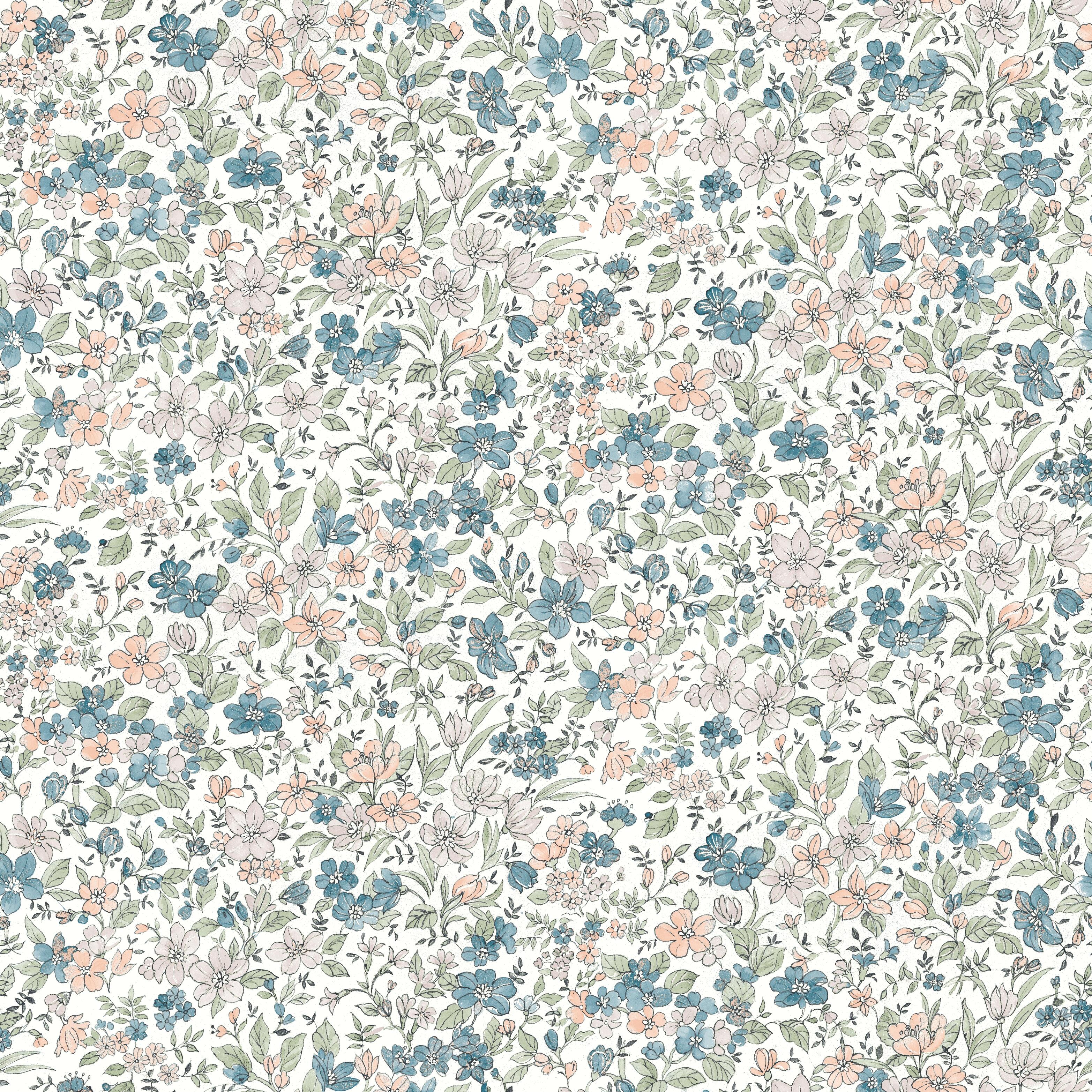 Papier peint intissé Petites fleurs menthe - 3