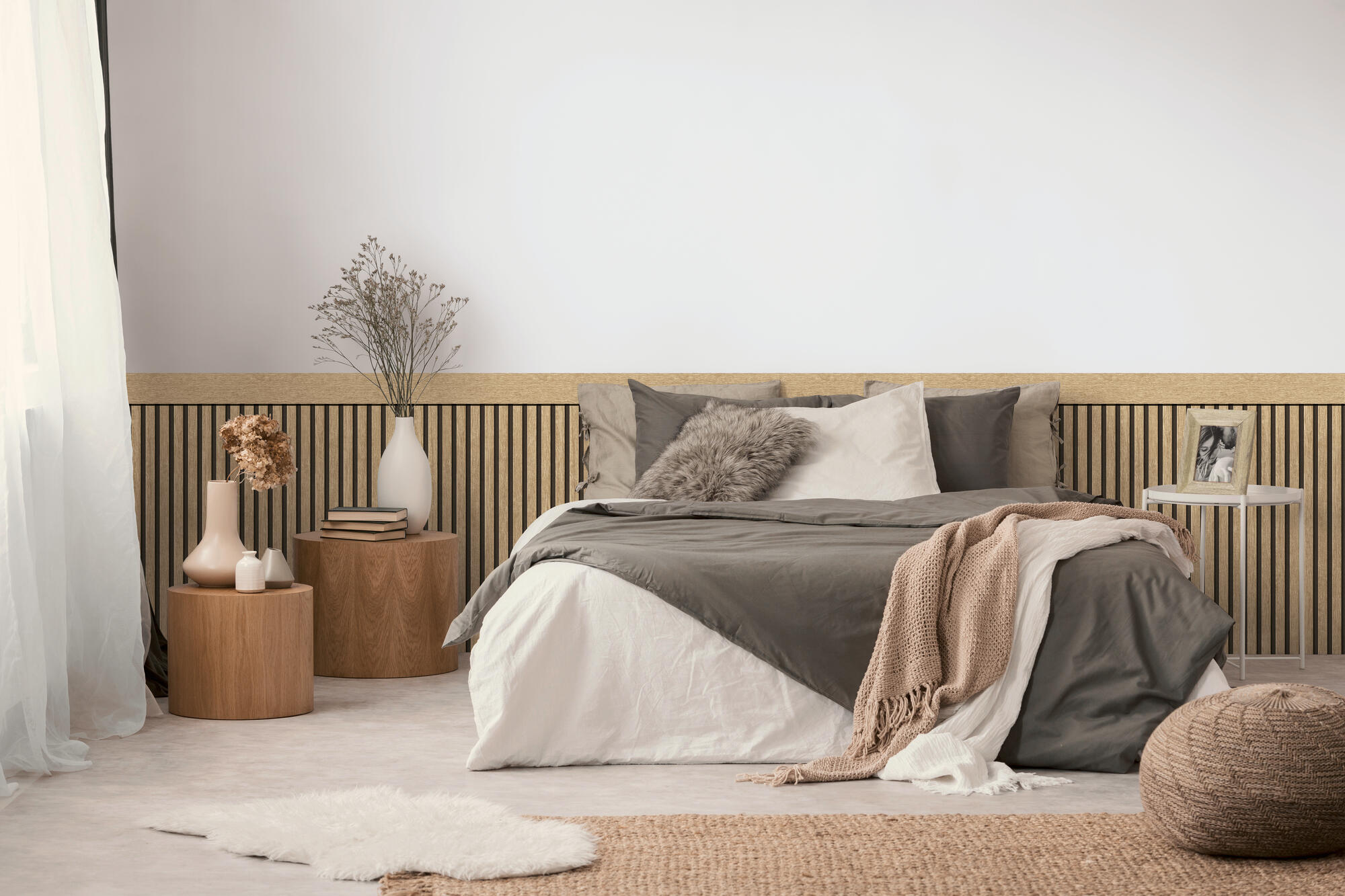 Papier peint intissé Soubassement tasseaux beige - 3