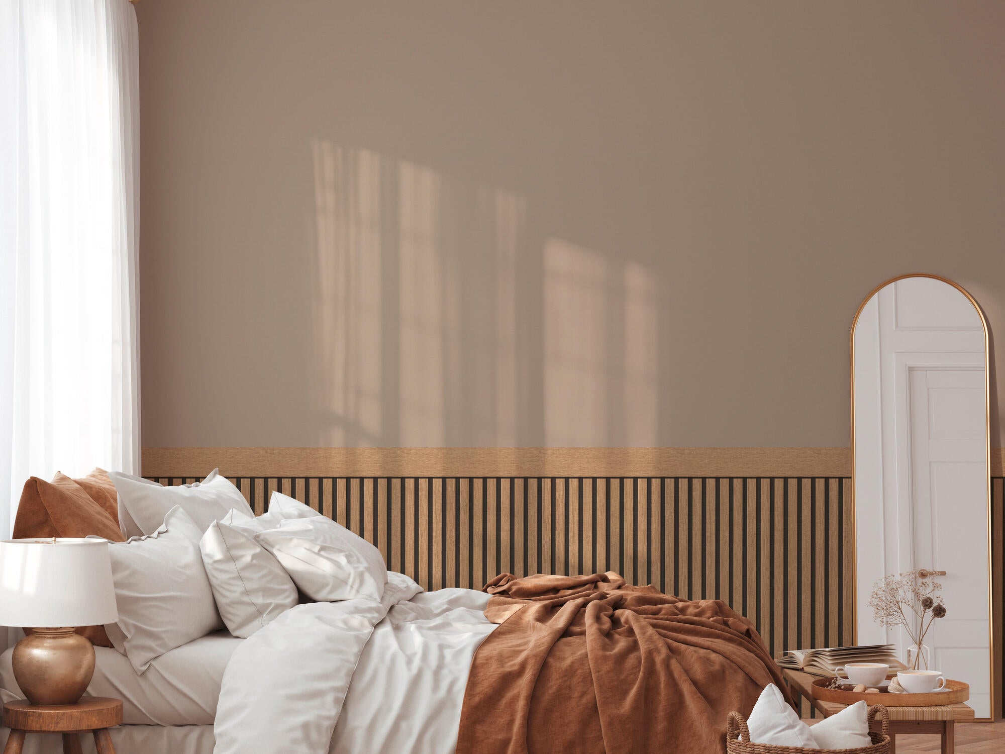 Papier peint intissé Soubassement tasseaux marron - 3