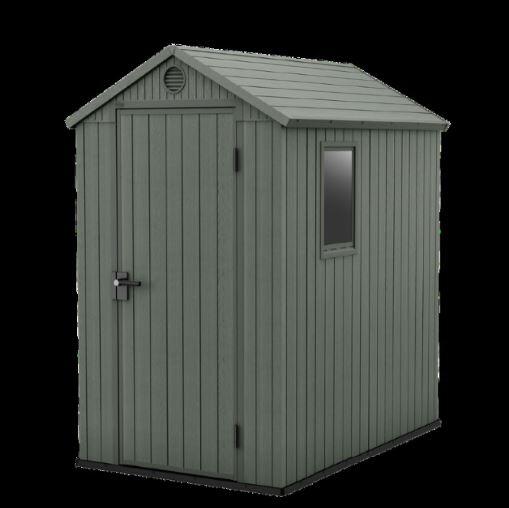 Casetta da giardino KETER Darwin in polipropilene verde con porta battente semplice, superficie interna 2 m² e spessore parete 16 mm, con pavimento - 9