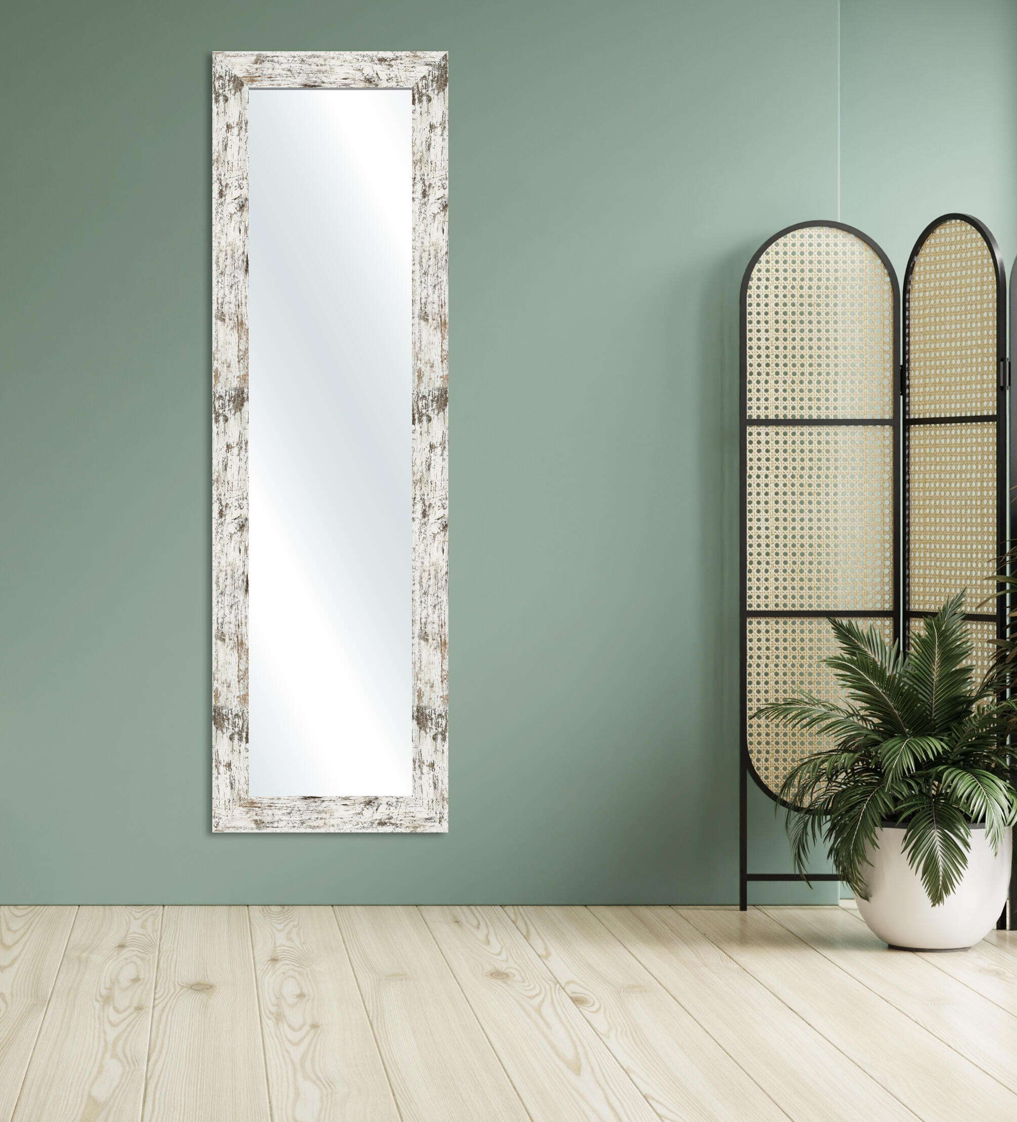 Espejo enmarcado de pared rectangular Harry MDF marrón y blanco mate  de 52 x 172 cm - 2