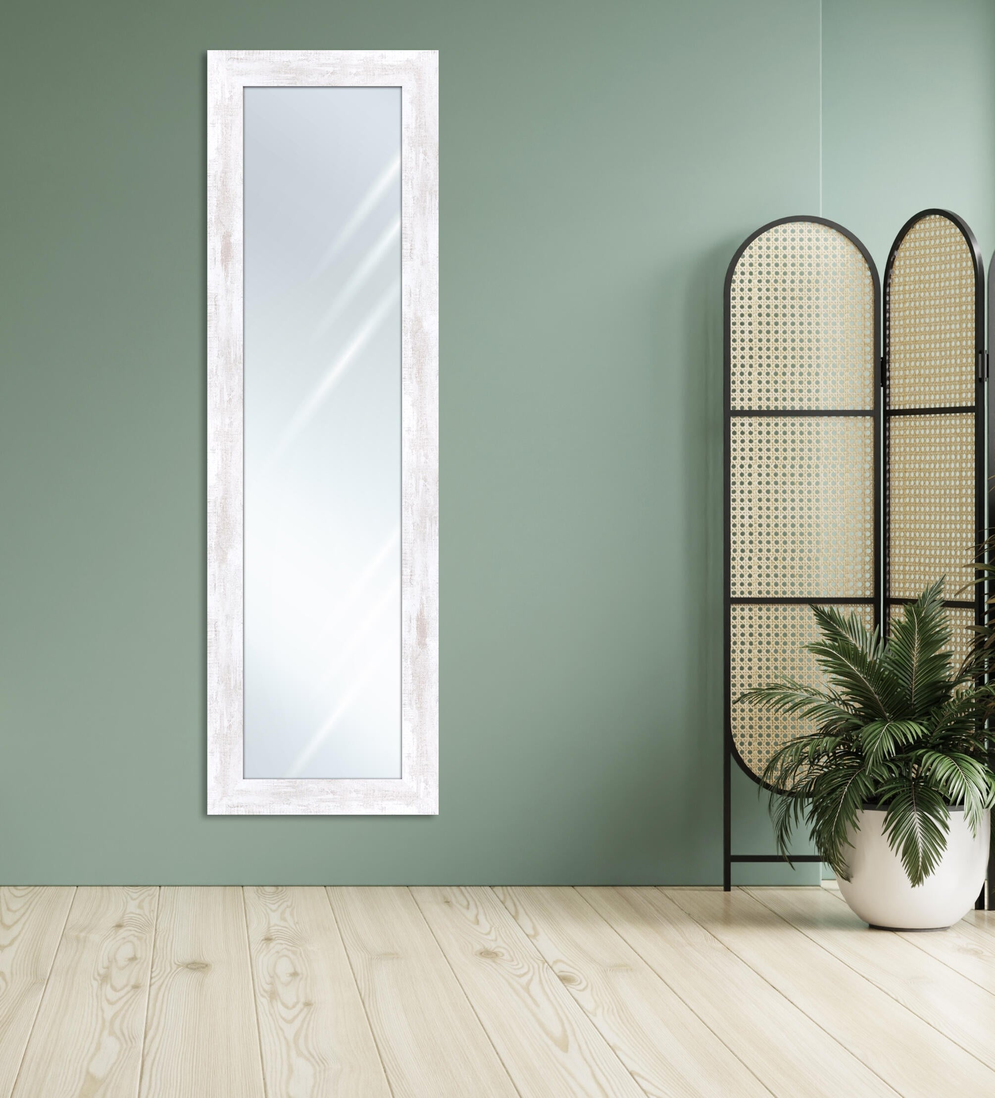 Espejo enmarcado de pared rectangular Harry crema MDF beige mate  de 52 x 172 cm - 2