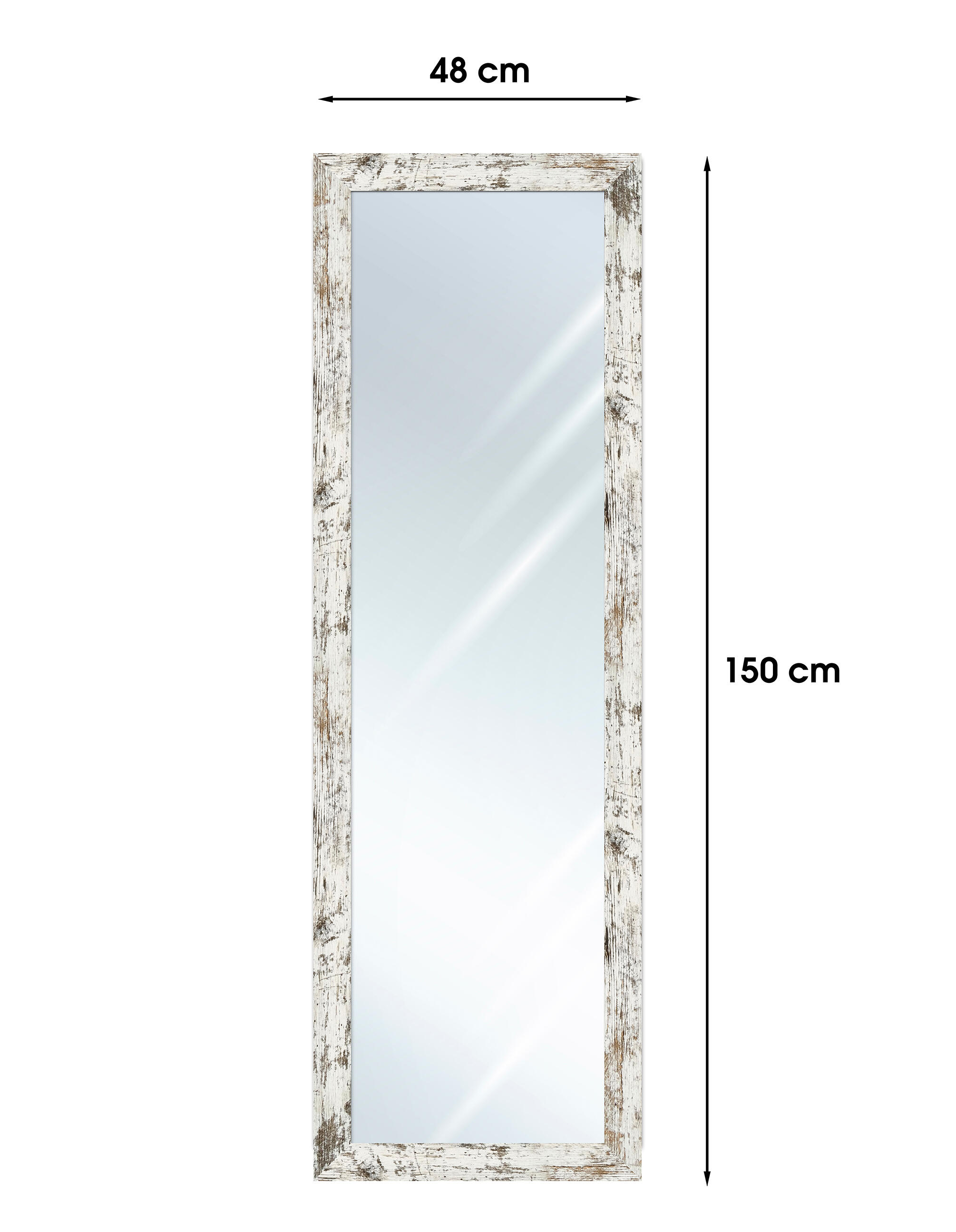 Espejo enmarcado de pared rectangular Harry MDF marrón y blanco mate  de 49 x 151 cm - 3