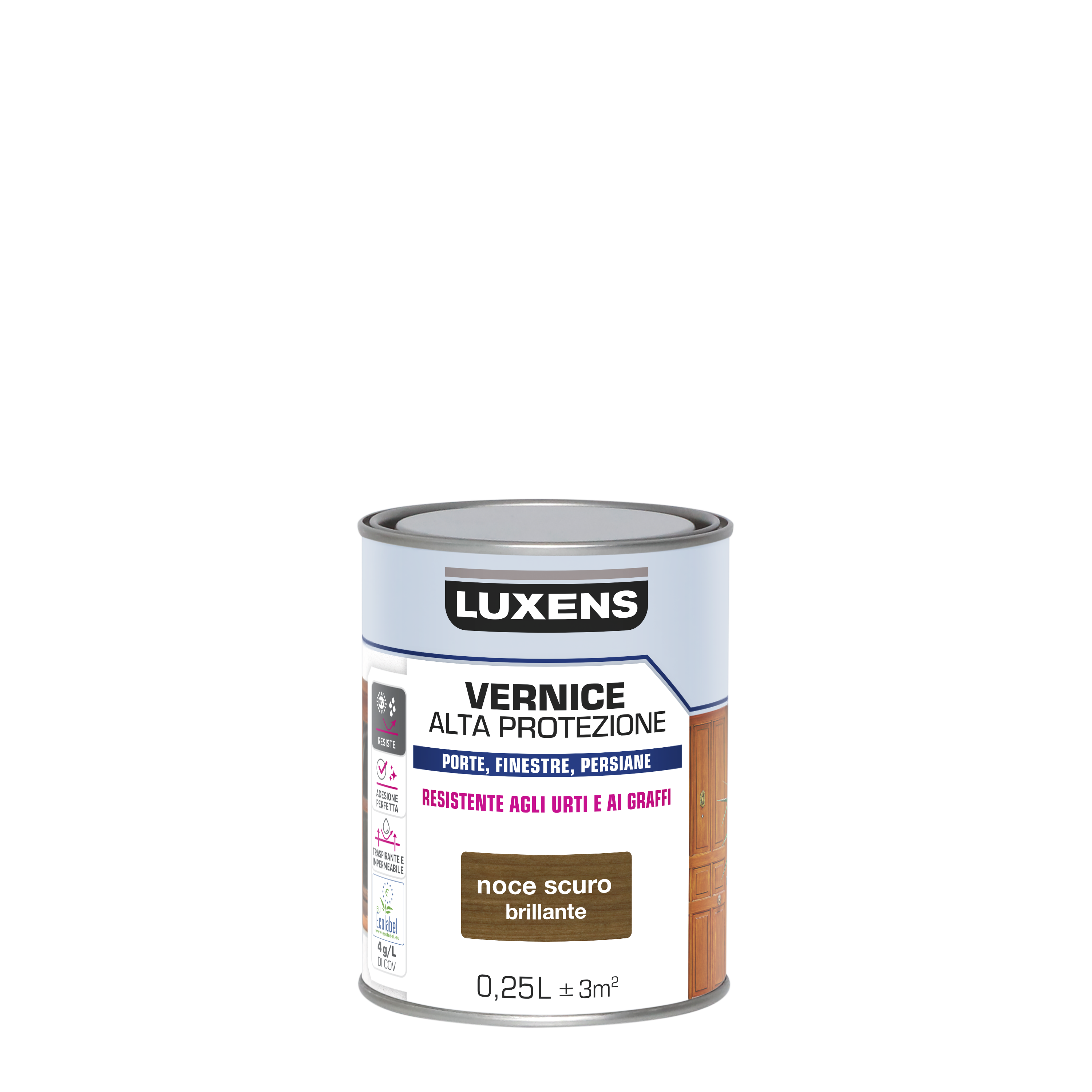 Vernice per legno da esterno a base acqua LUXENS Alta Protezione noce scuro lucido 0.25 lt - 6
