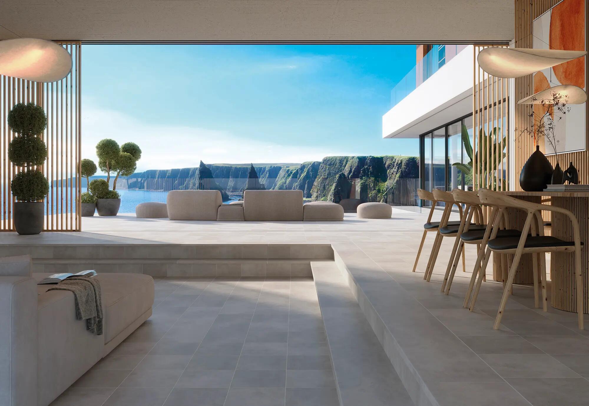 Peldaño extrusionado Cement efecto piedra gris 120x33cm espesor 12mm ARTENS - 2