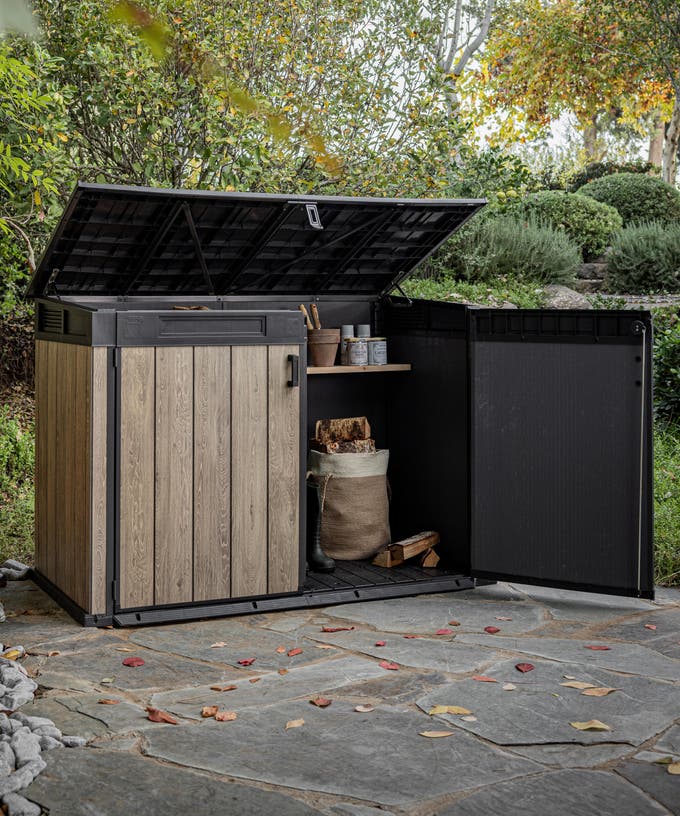 90696421 Arcón de exterior de polipropileno Grande Store Ashwood 190.5 x 132.5 x 109 cm