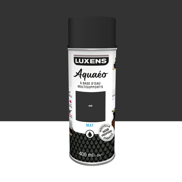 Bombe de peinture Aquaeo LUXENS noir mat 400 ml