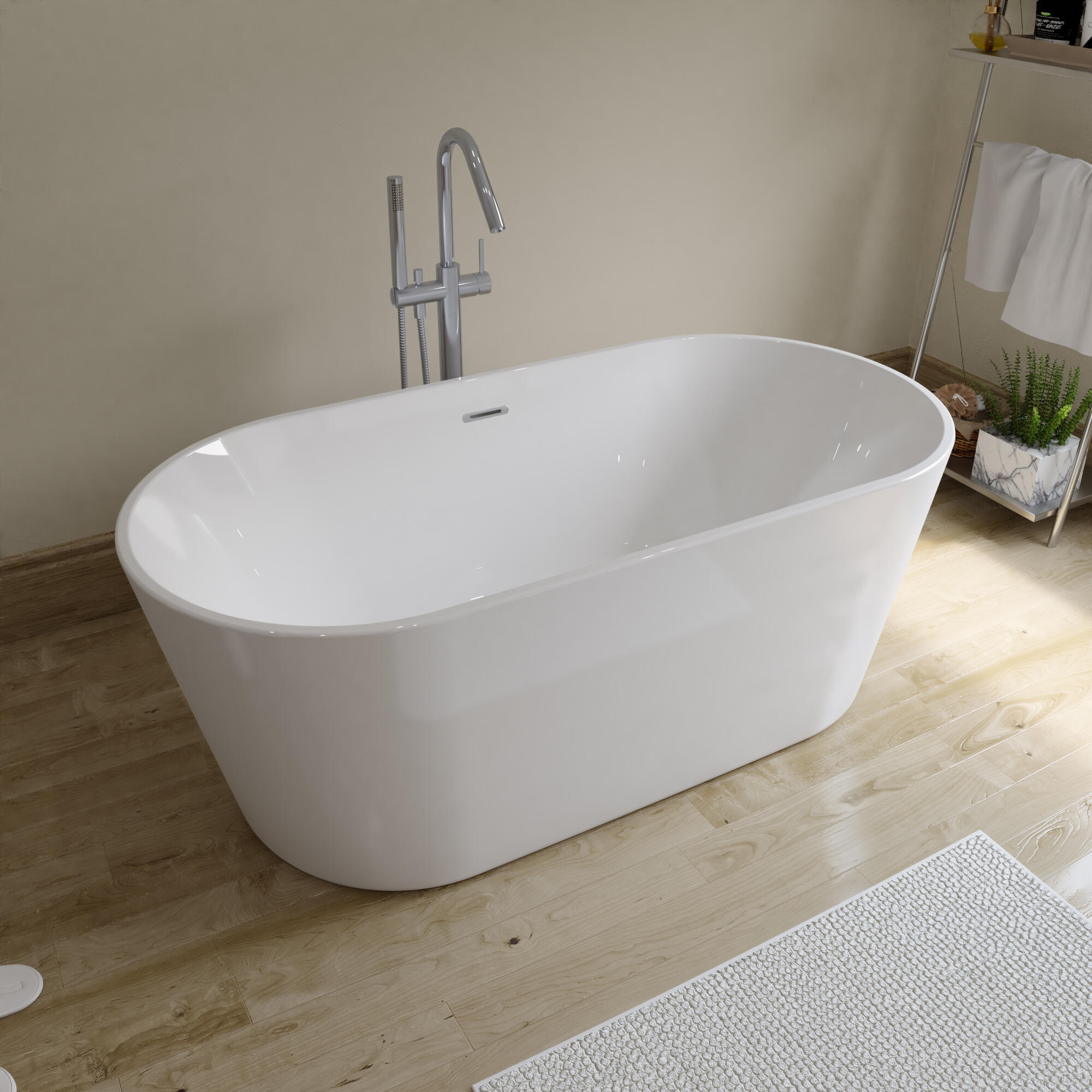 Vasca a isola DIANE bianco lucido L 150 x H 57 x P 75 cm SANYCCES - 3