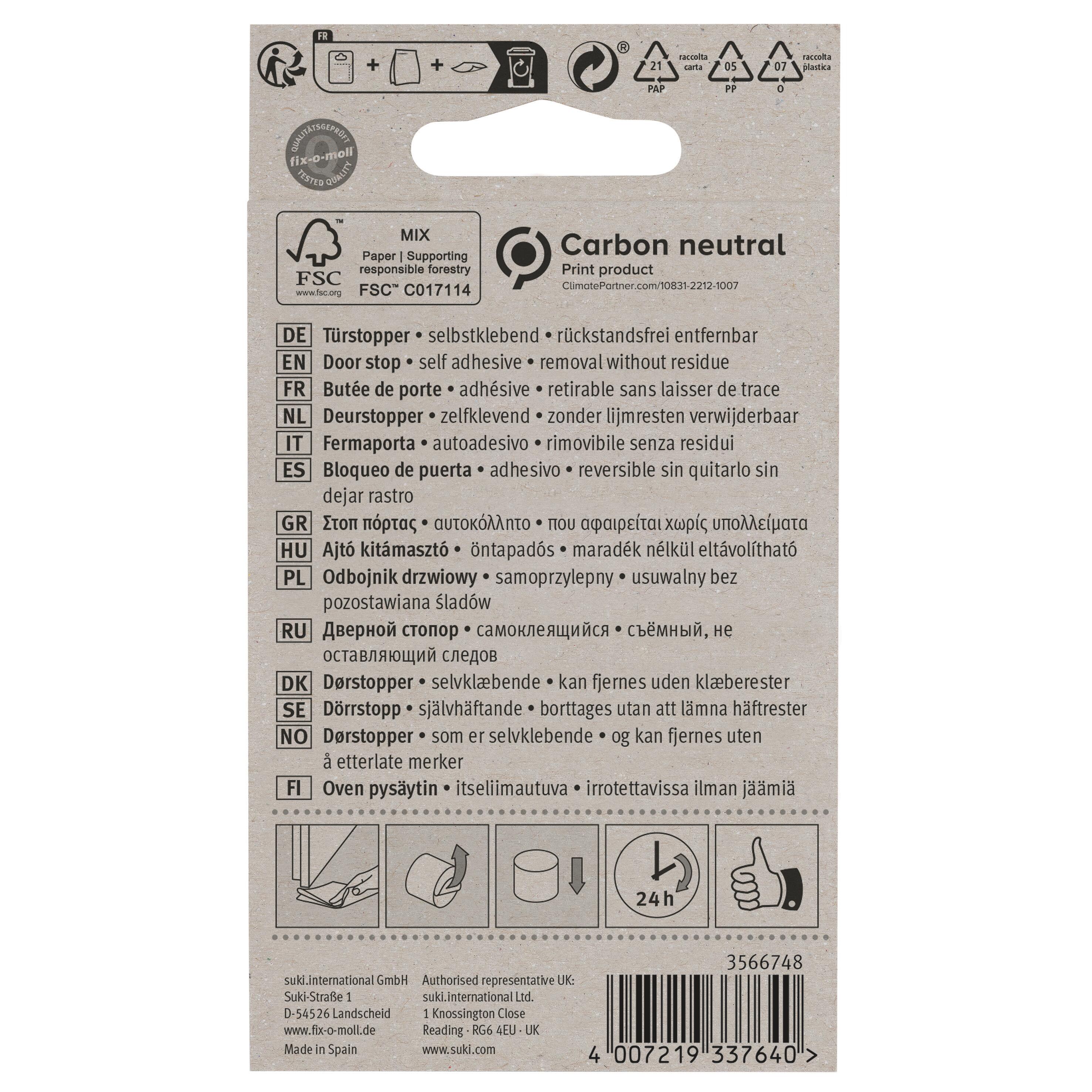 Butée de porte à coller résine FIX-O-MOLL transparent, L.4.3 x H.2.3 cm - 3
