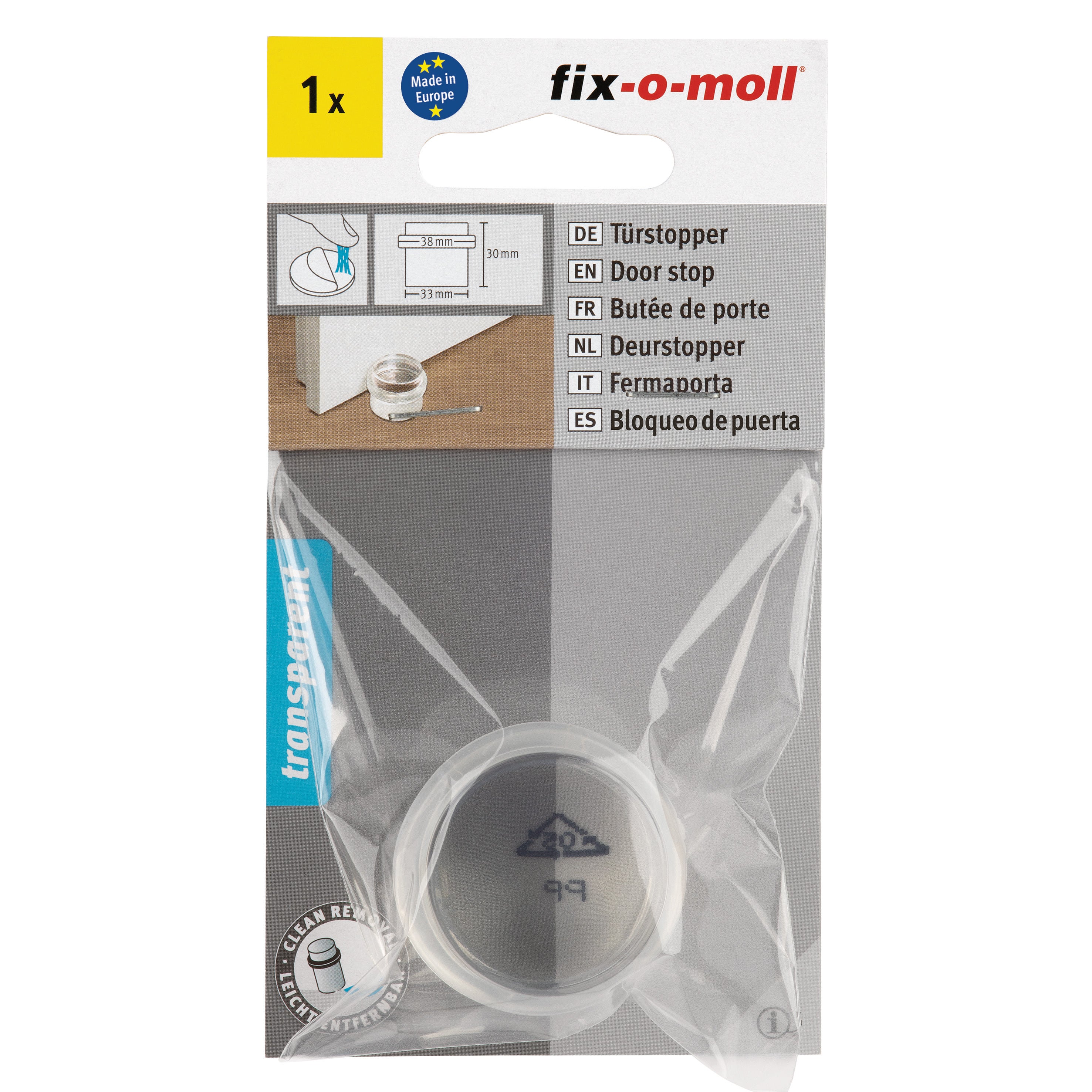 Butée de porte à coller résine FIX-O-MOLL transparent, ⌀3.3 x L.3.8 x H.3 cm - 3